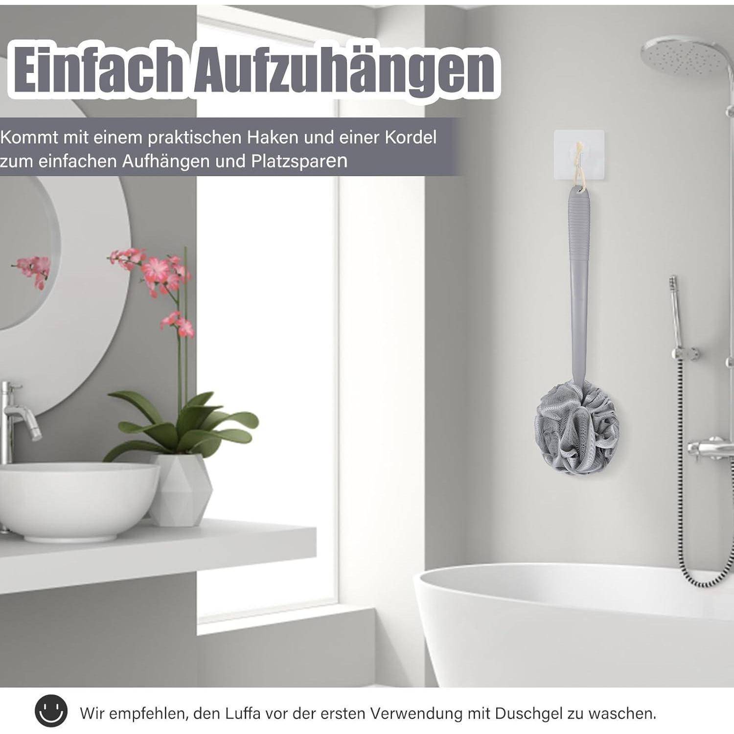 Badeschwamm Duschschwamm Set Peeling Schwamm Rückenbürste 42cm Weiches