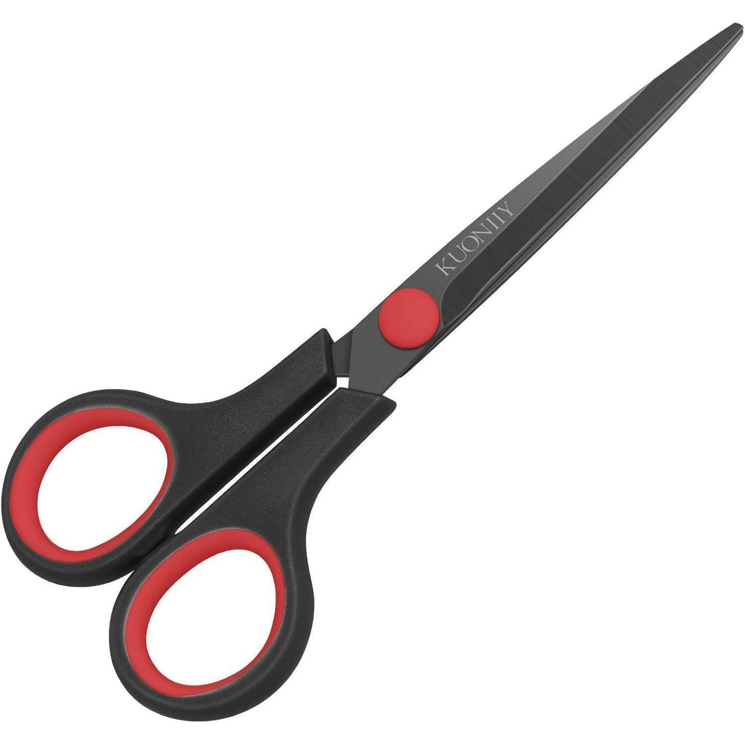 Schere ultrascharfe Titanbeschichtung-Weiche Griffe-schwarz-rot 15,3