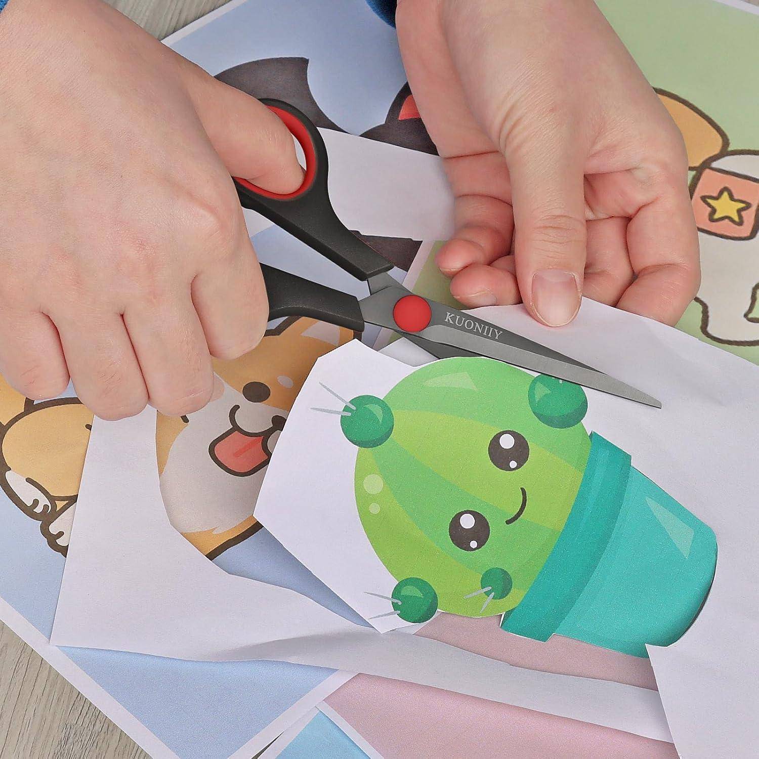 Schere ultrascharfe Titanbeschichtung-Weiche Griffe-schwarz-rot 15,3