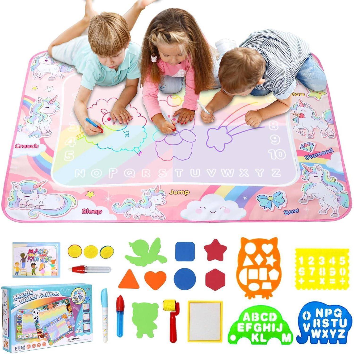 Wassermalmatte Doodle 120x90cm XXL Wasserstift Kinder Einhorn