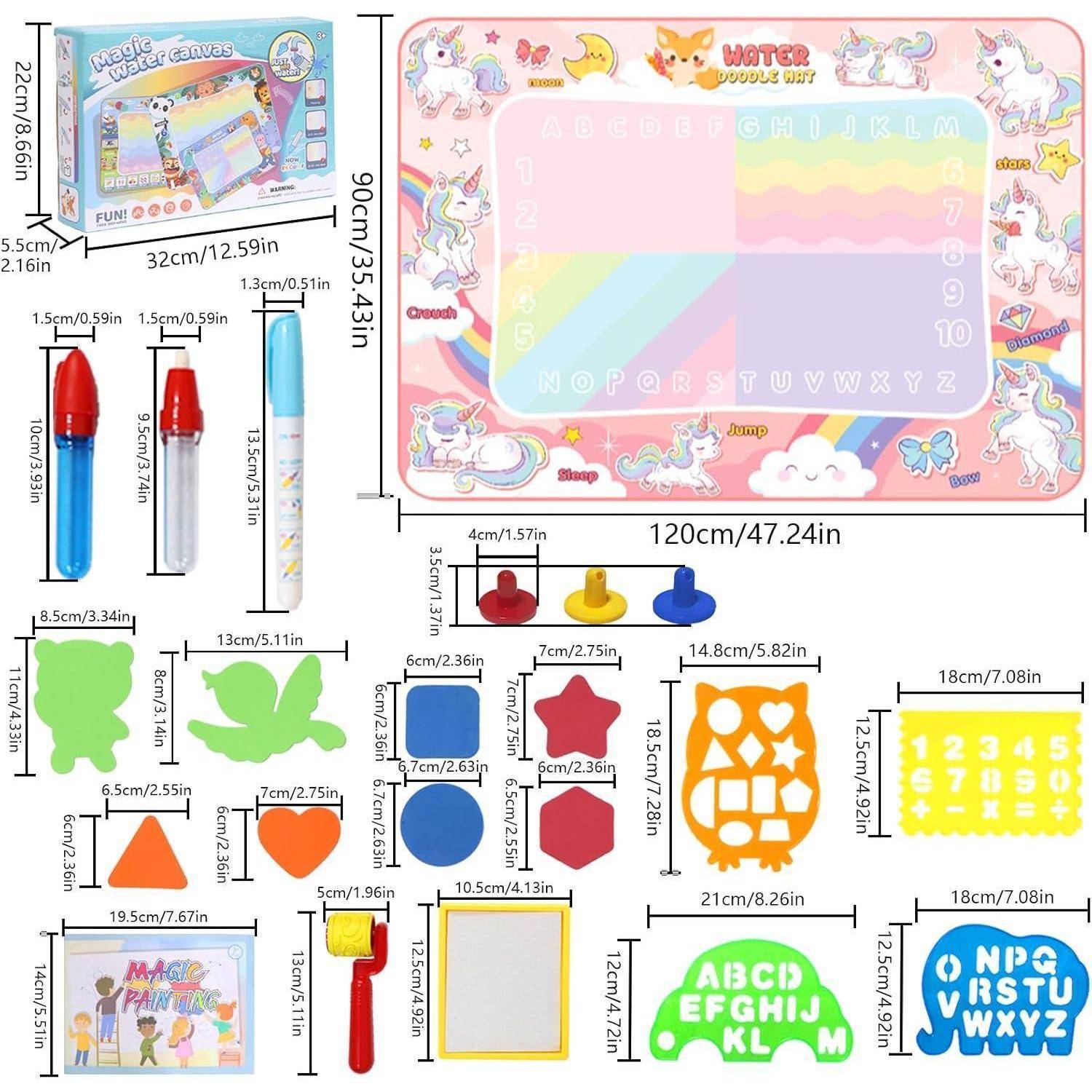 Wassermalmatte Doodle 120x90cm XXL Wasserstift Kinder Einhorn