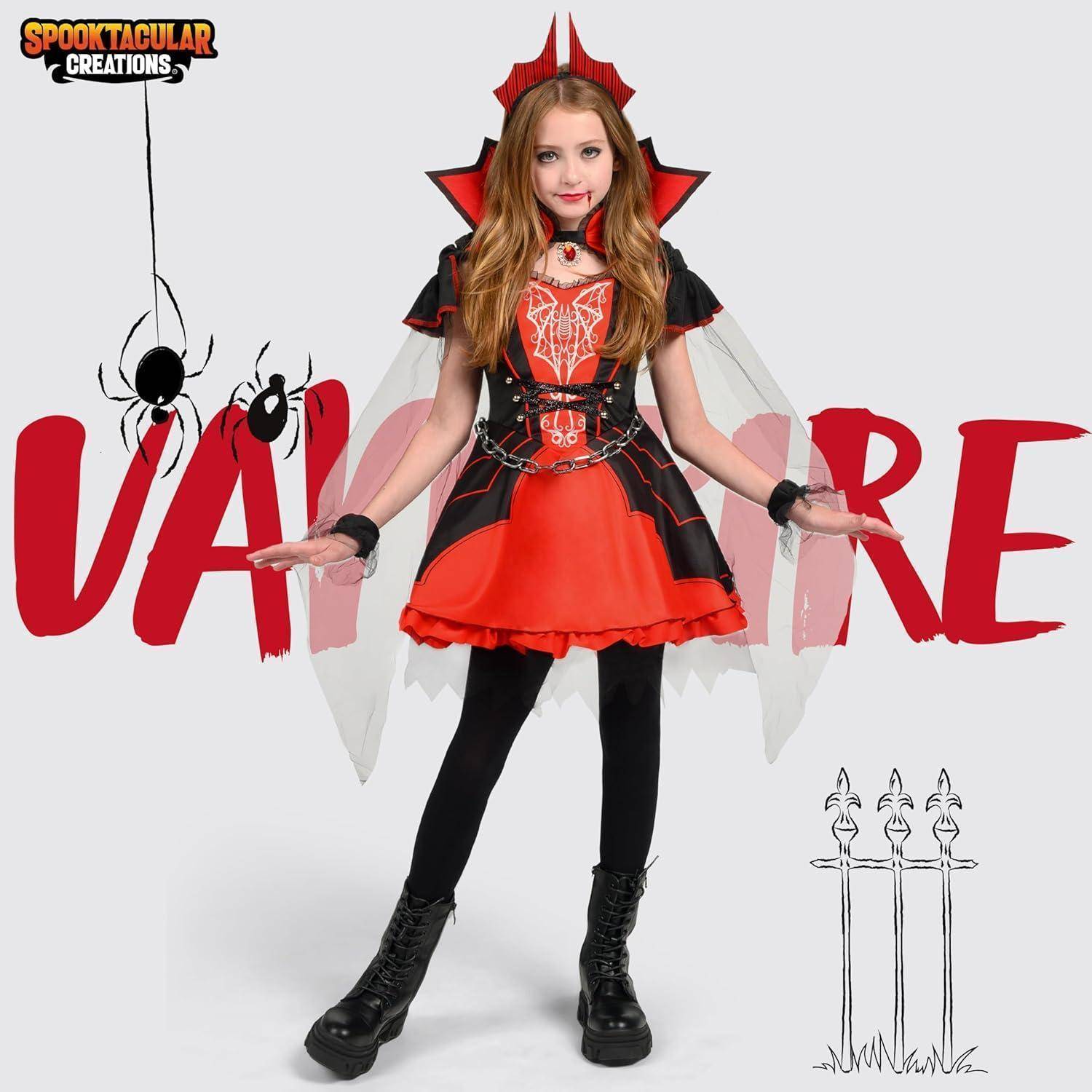 Kostüm Mädchen Vampir Kleid Halloween Rollenspiel Small (5 - 7 Jahre)