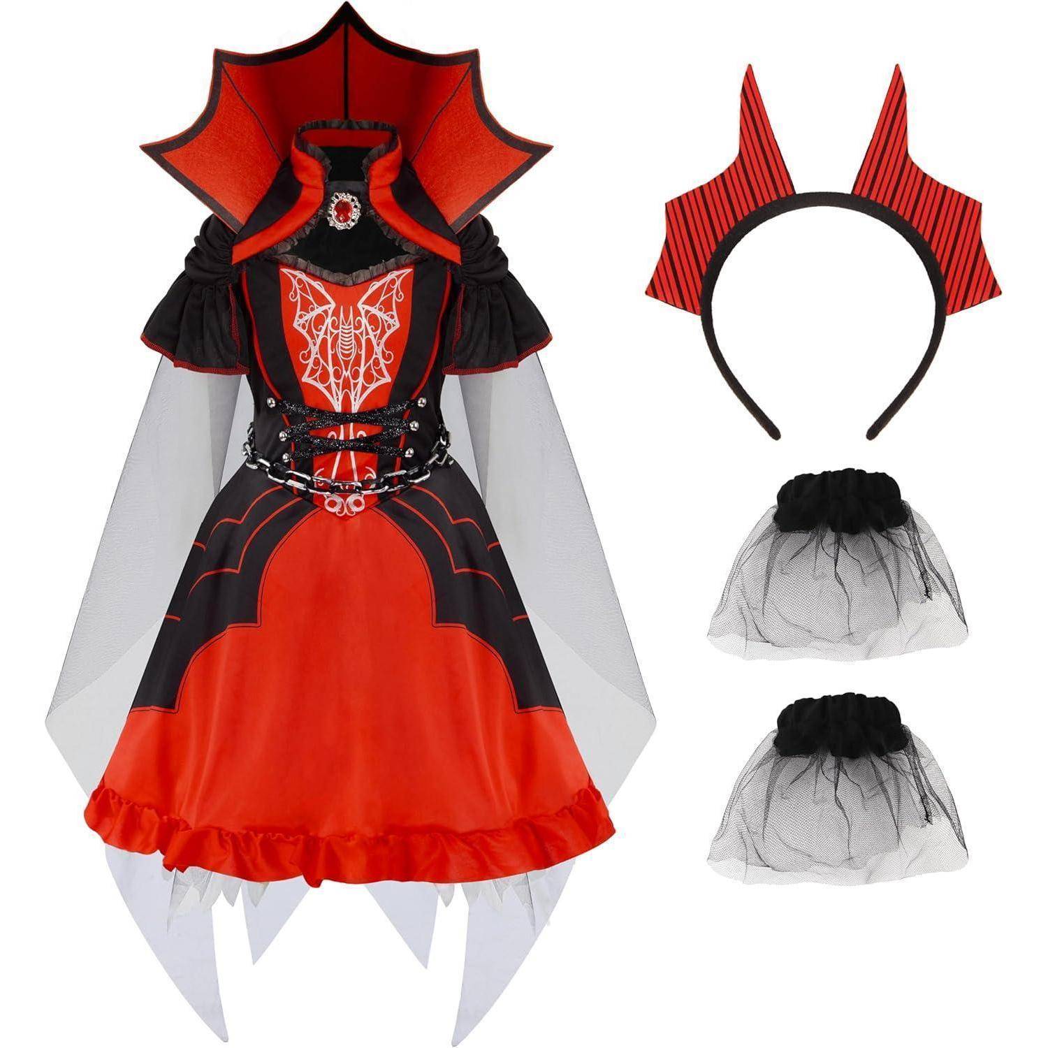 Kostüm Mädchen Vampir Kleid Halloween Rollenspiel Small (5 - 7 Jahre)