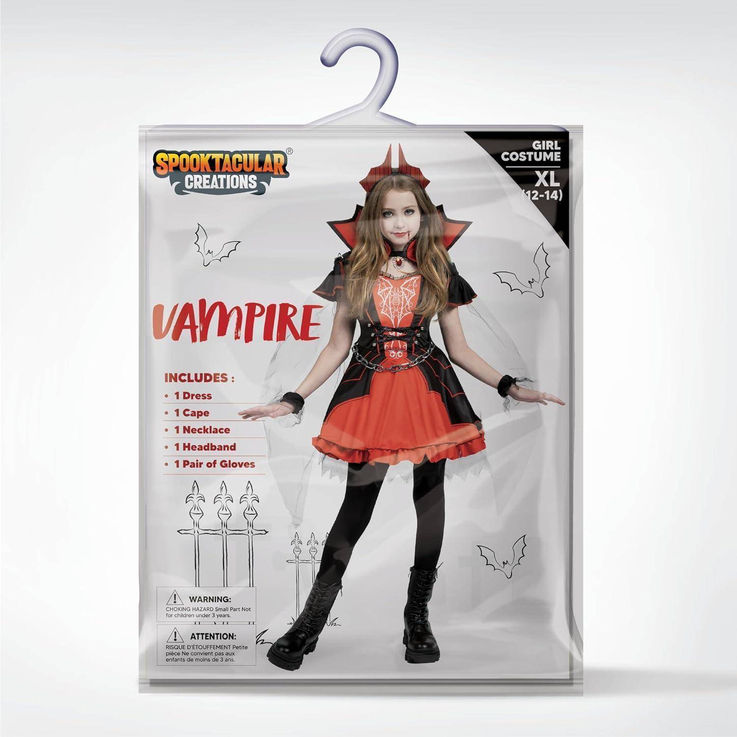 Kostüm Mädchen Vampirkleid Halloween Kostümparty Large (10 - 12 Jahre)