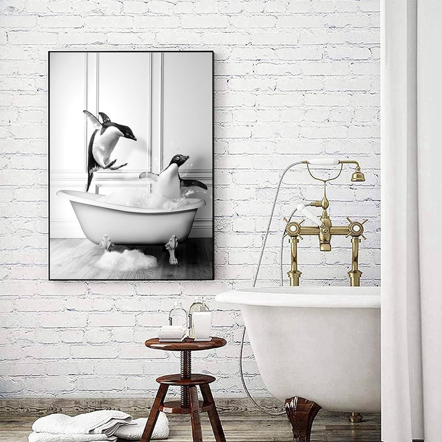 Leinwandbild Hochlandrind Badewanne Badezimmer QE2 70L x 100B cm