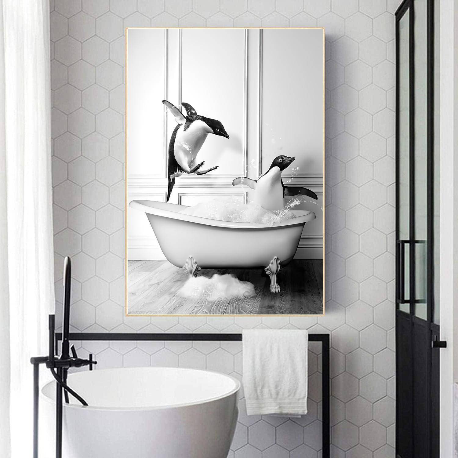 Leinwandbild Hochlandrind Badewanne Badezimmer QE2 70L x 100B cm