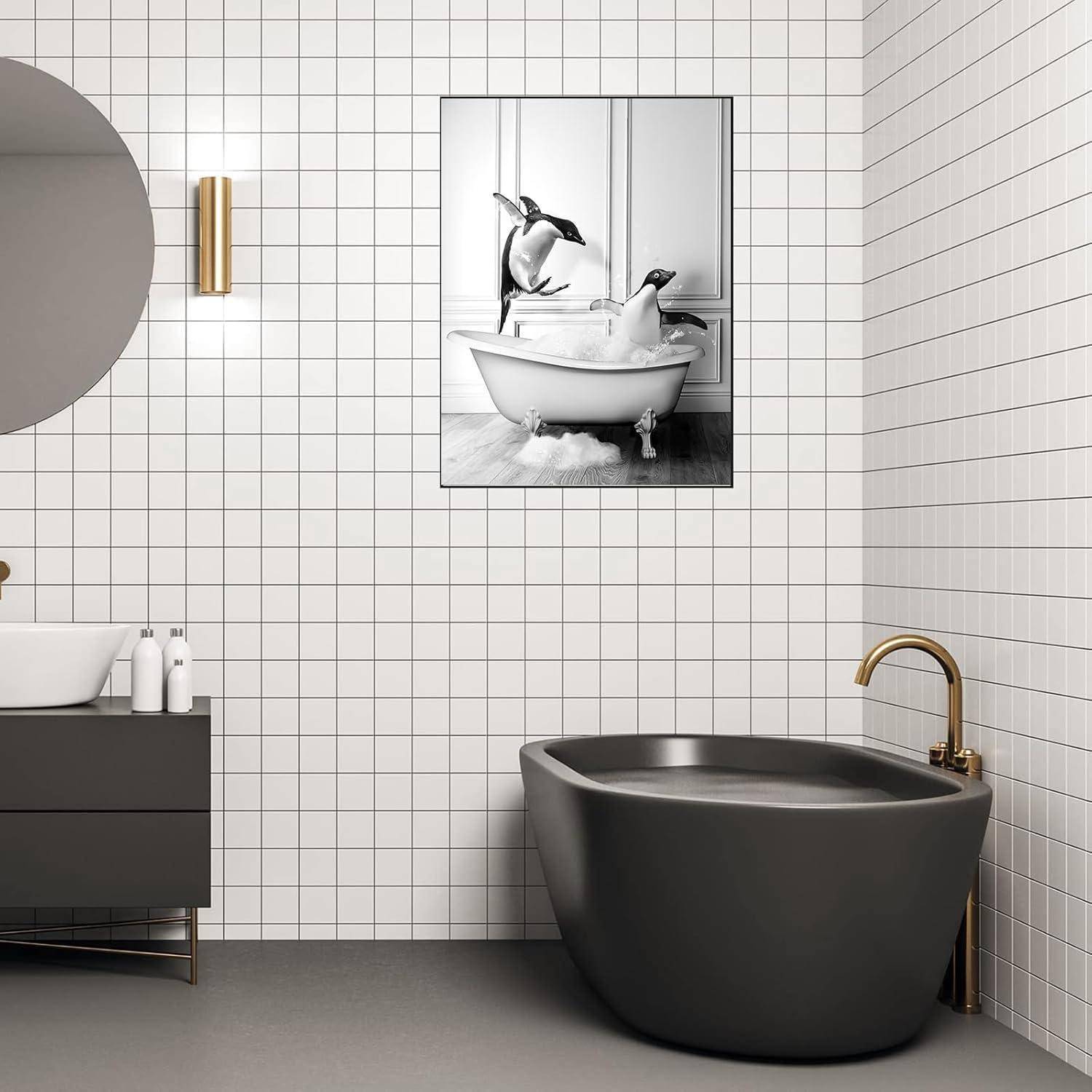 Leinwandbild Hochlandrind Badewanne Badezimmer QE2 70L x 100B cm
