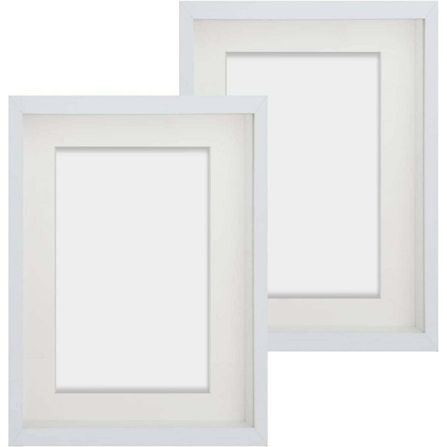 Bilderrahmen 3D Echtglas Passepartout Weiß 2er 20x25 cm für 13x18 cm