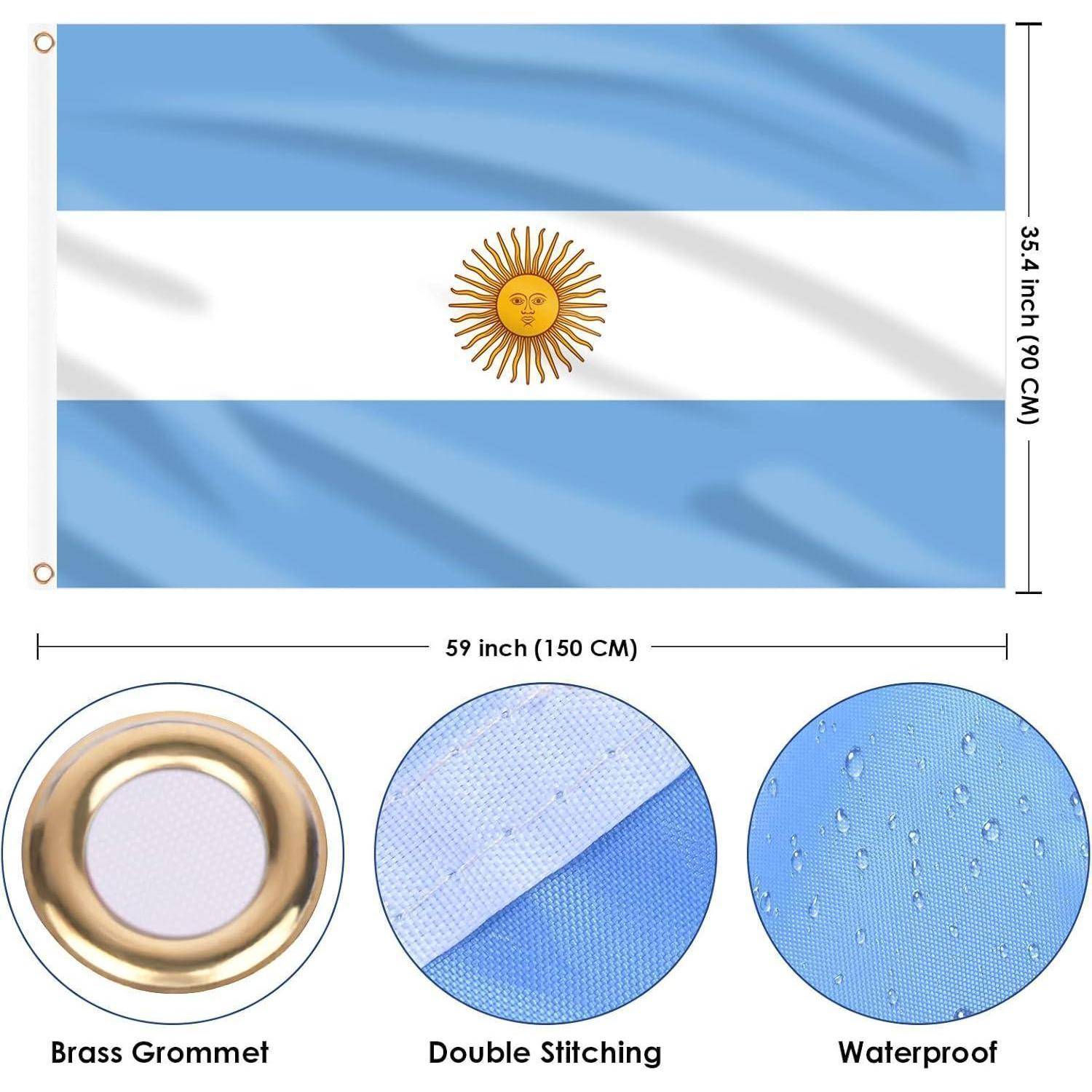 Flagge Argentinien 150x90cm Messingösen 2 Stück Argentinien Flagge