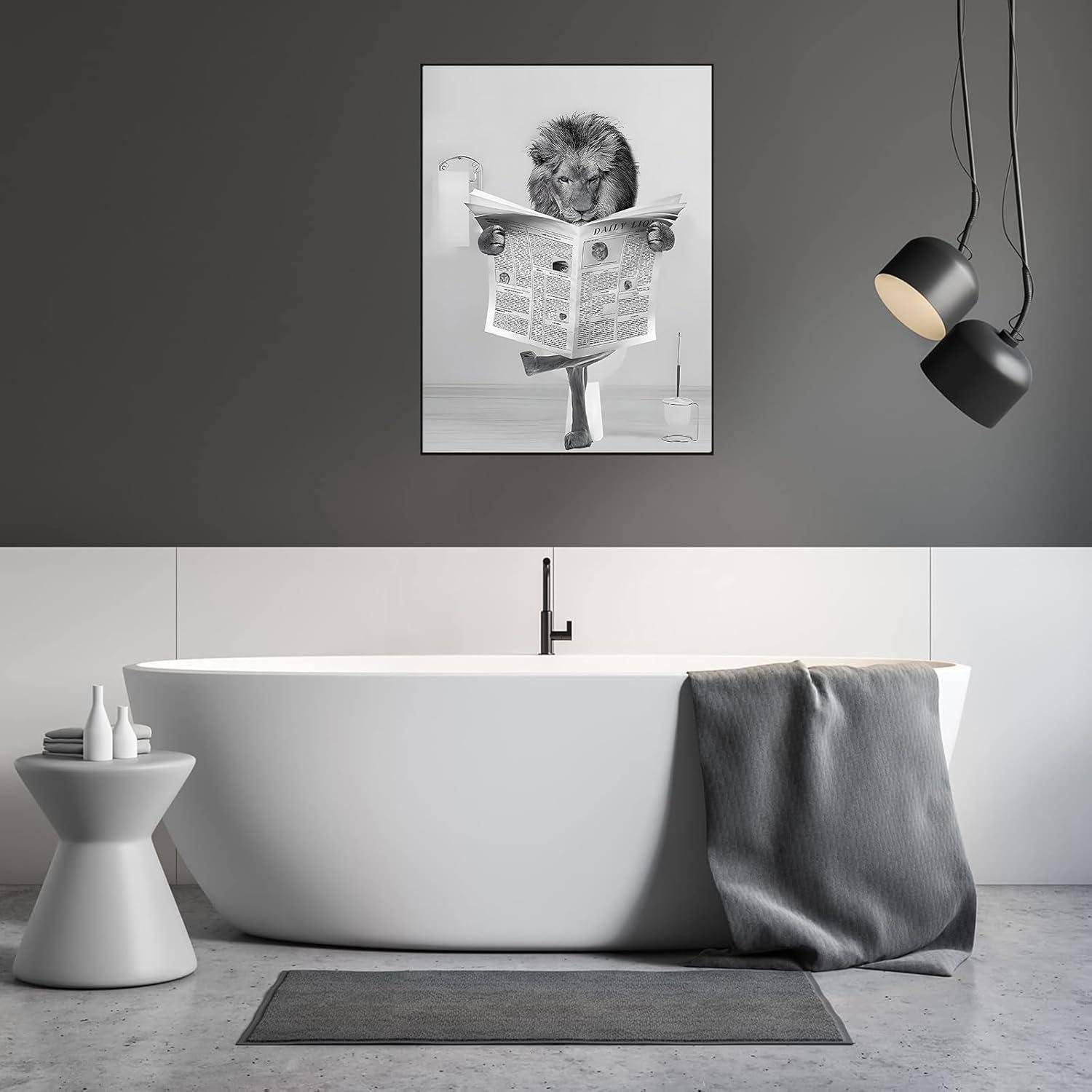 Leinwandbild Hochlandrind Schwarz Weiß Badewanne SZ 50L x 70B cm