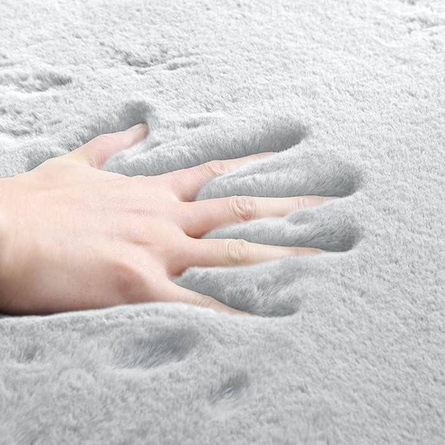Teppich Läufer 60x300 Grau Flauschig Kunstfell 60 x 305 cm Läufer Grau