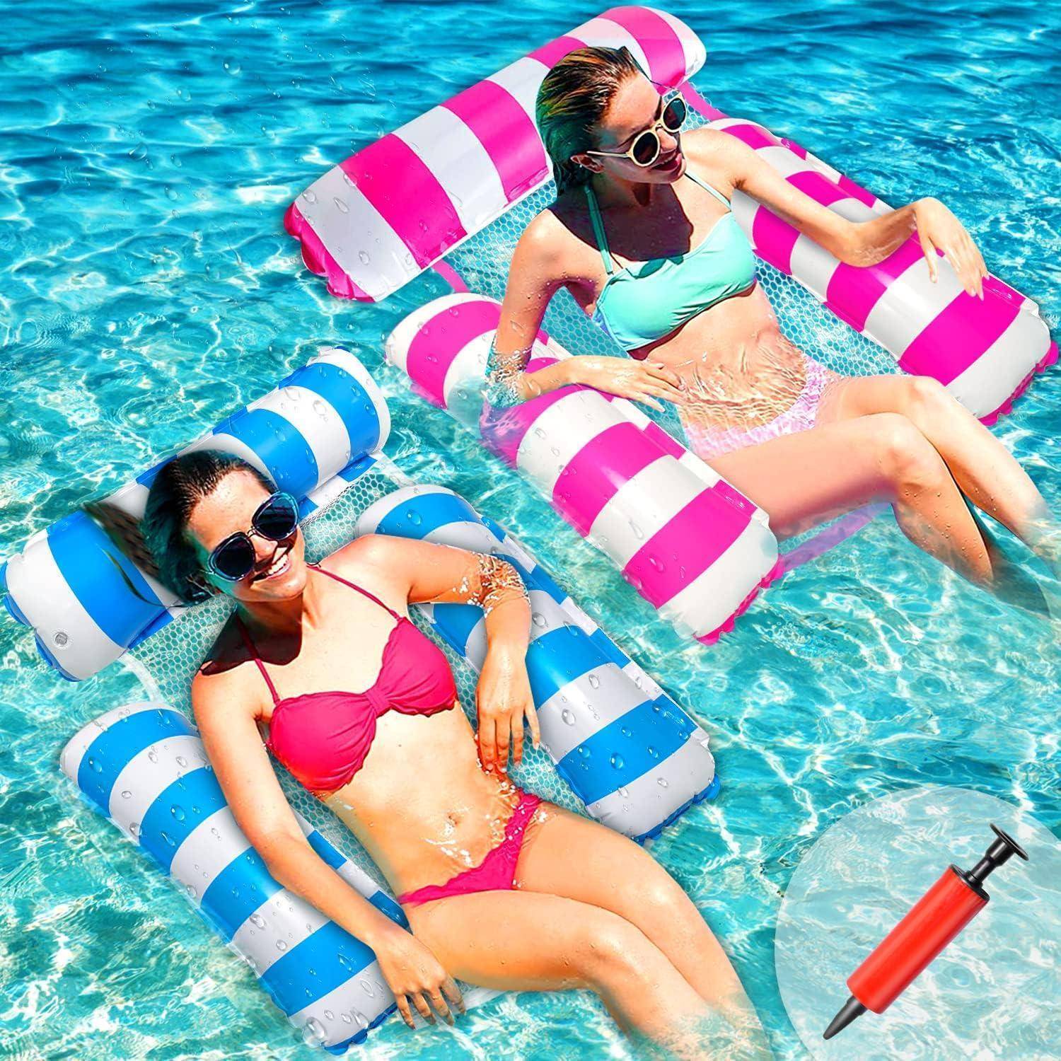 Wasserhängematte Pool Zubehör 2x Aufblasbase Pool Hängematte