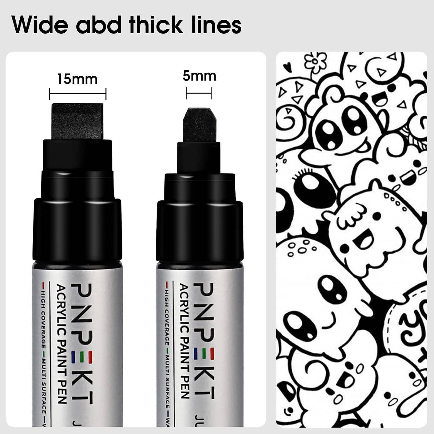 Acryl Marker 7 lebendige Farben 15mm breite Keilspitze wasserfest für