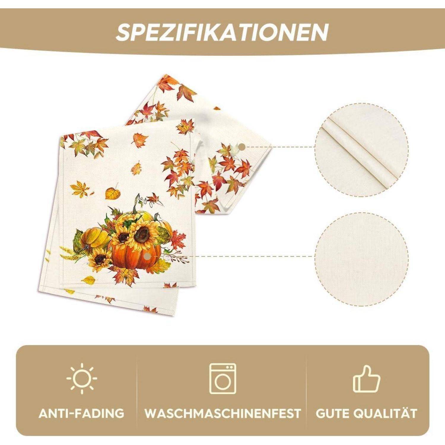Herbst Tischläufer Kürbisse Ahornblätter Sonnenblumen 40x300 cm