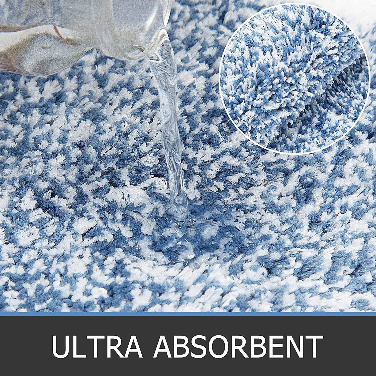 Weiche Absorbent Badematten 3-teilig, rutschfest, waschbar, blaue