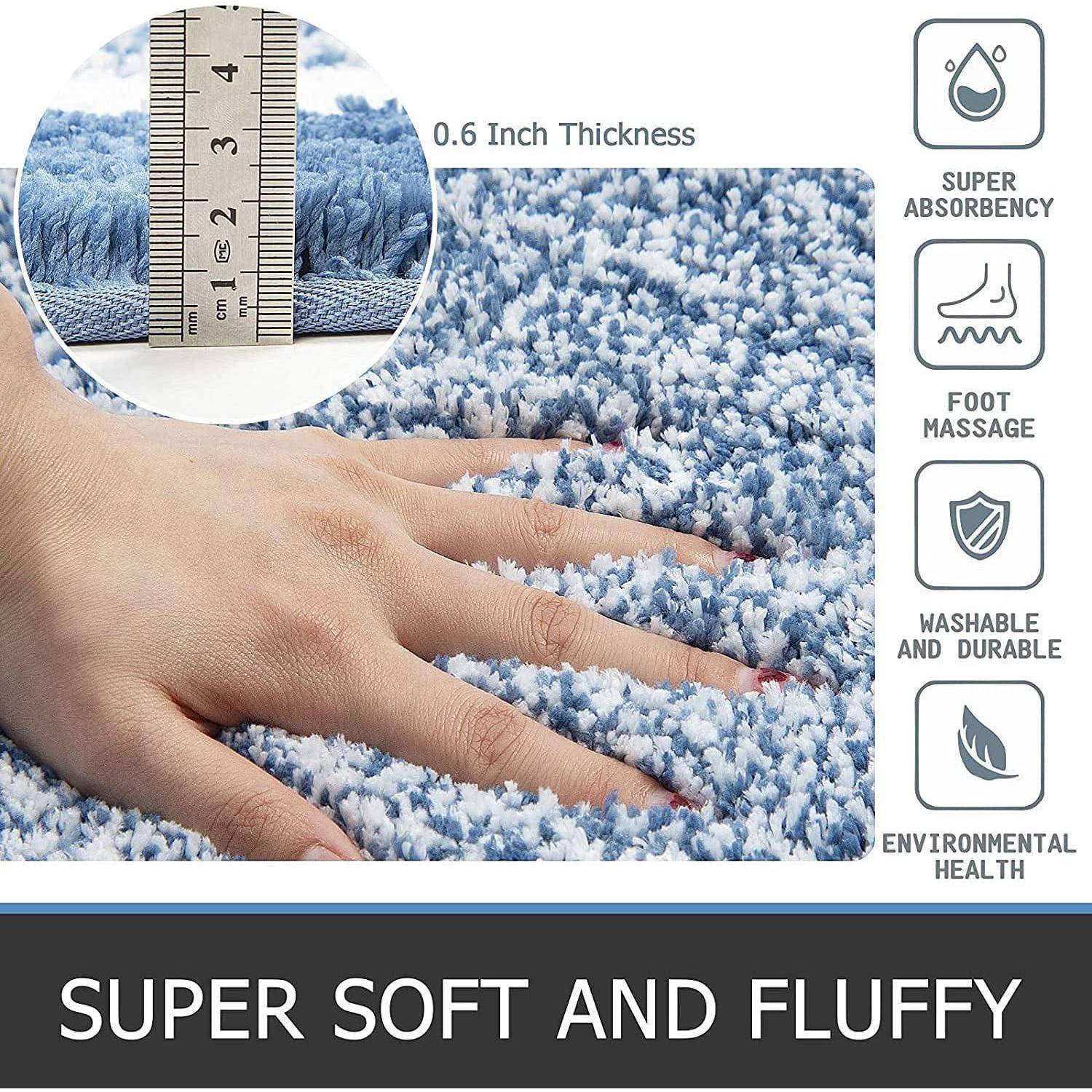 Weiche Absorbent Badematten 3-teilig, rutschfest, waschbar, blaue
