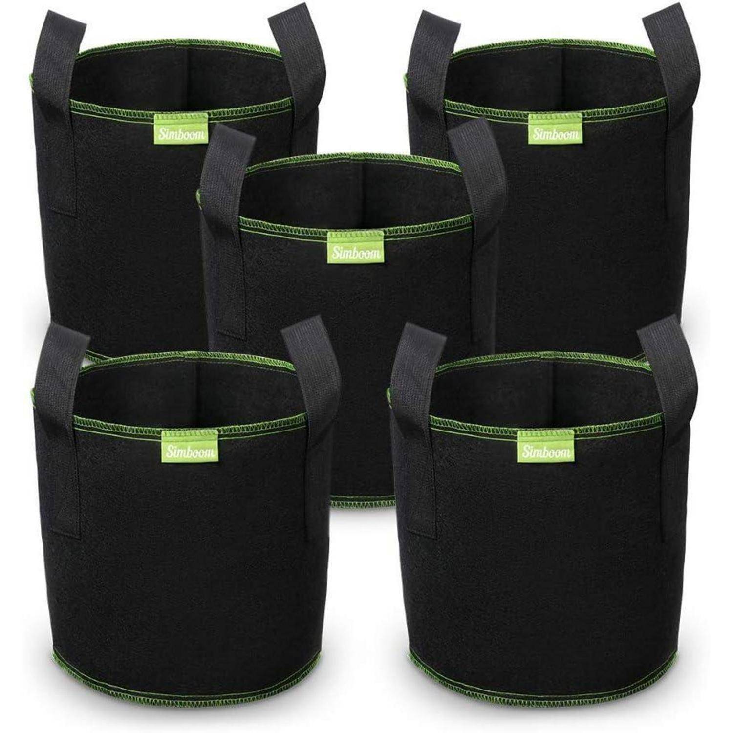 5er Pack Pflanzsack Schwarz Vliesstoff Griffe Tomaten 5 Gallonen (20