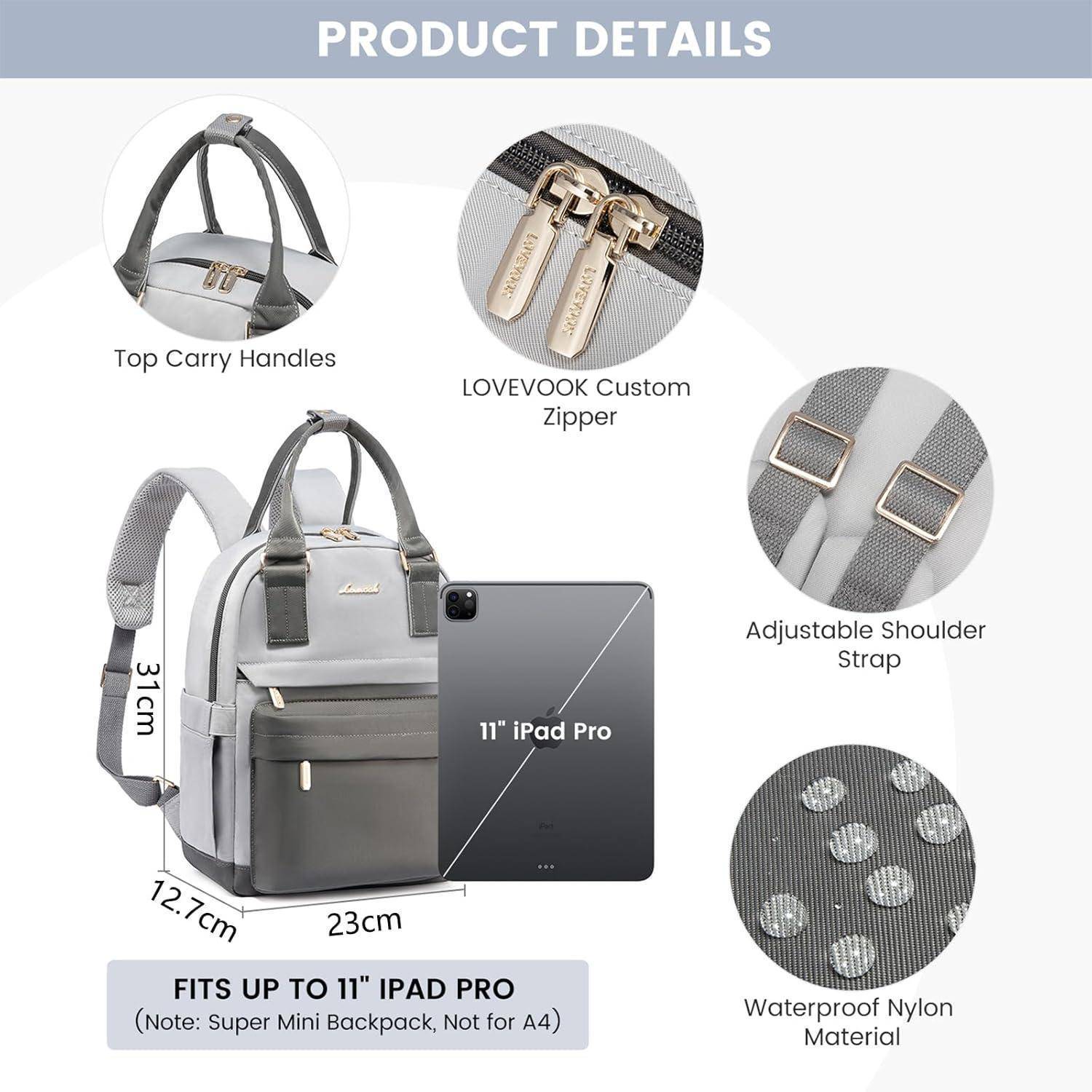 Produktdetails: Rucksack in Grau, 31 cm hoch, passend für iPad Pro 11