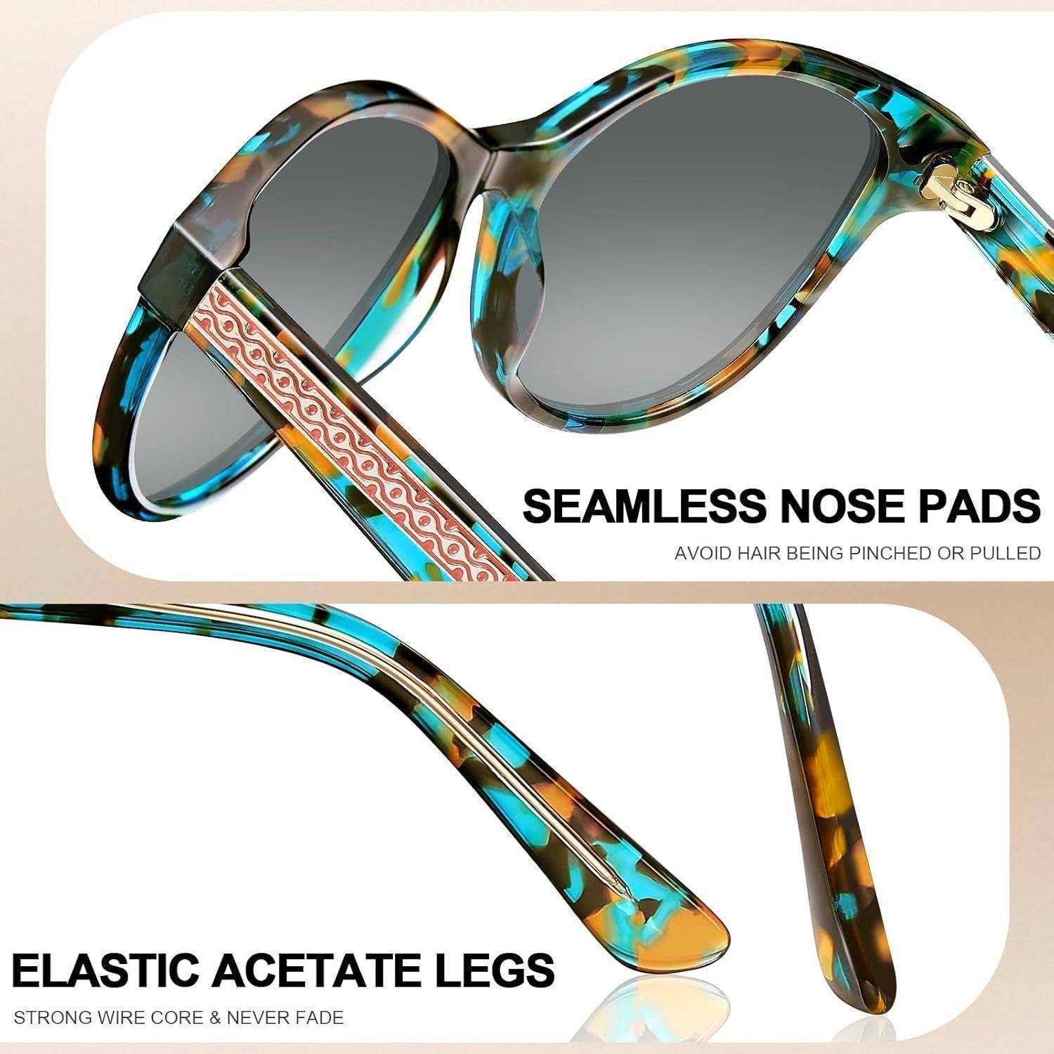 Verspiegelte Polarisierte Sonnenbrille UV400 Blumenmuster Cat Eye