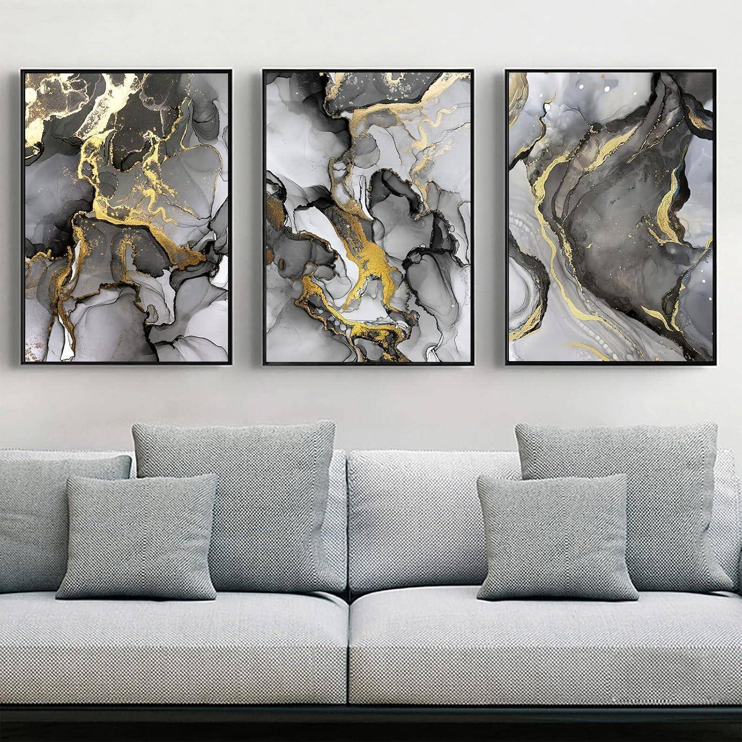 Wandbilder Wohnzimmer Leinwand Marmor Textur 3PCS-60x90cm Marmoriert 2