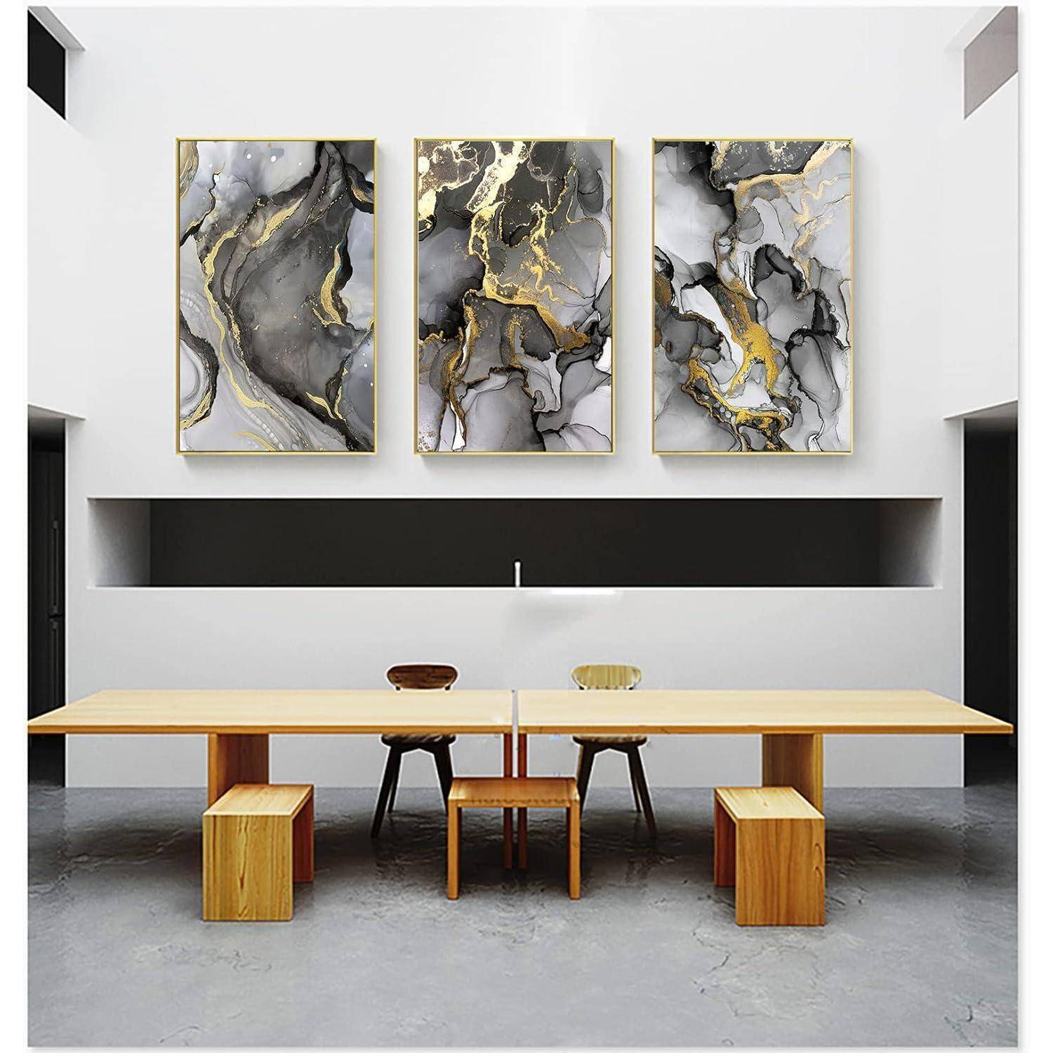 Wandbilder Wohnzimmer Leinwand Marmor Textur 3PCS-60x90cm Marmoriert 2