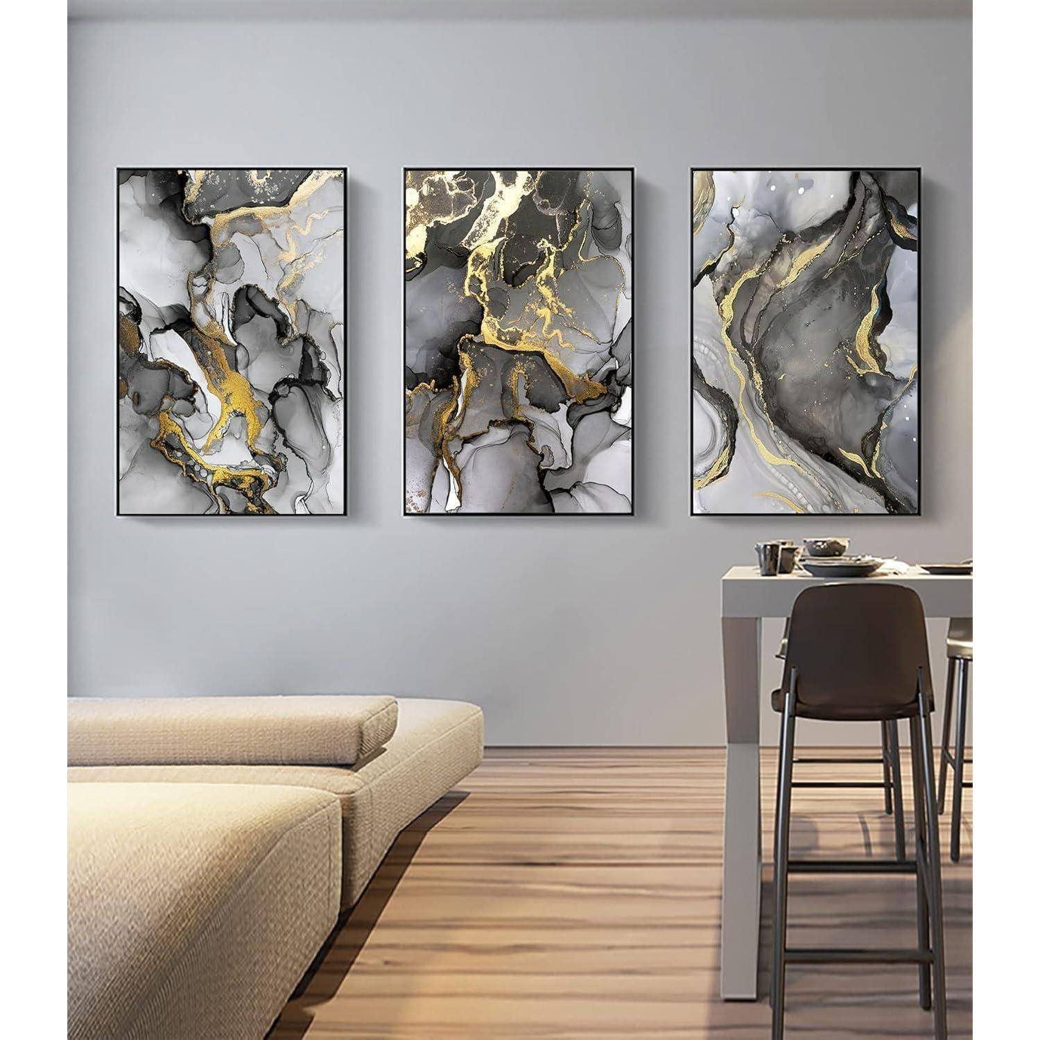 Wandbilder Wohnzimmer Leinwand Marmor Textur 3PCS-60x90cm Marmoriert 2