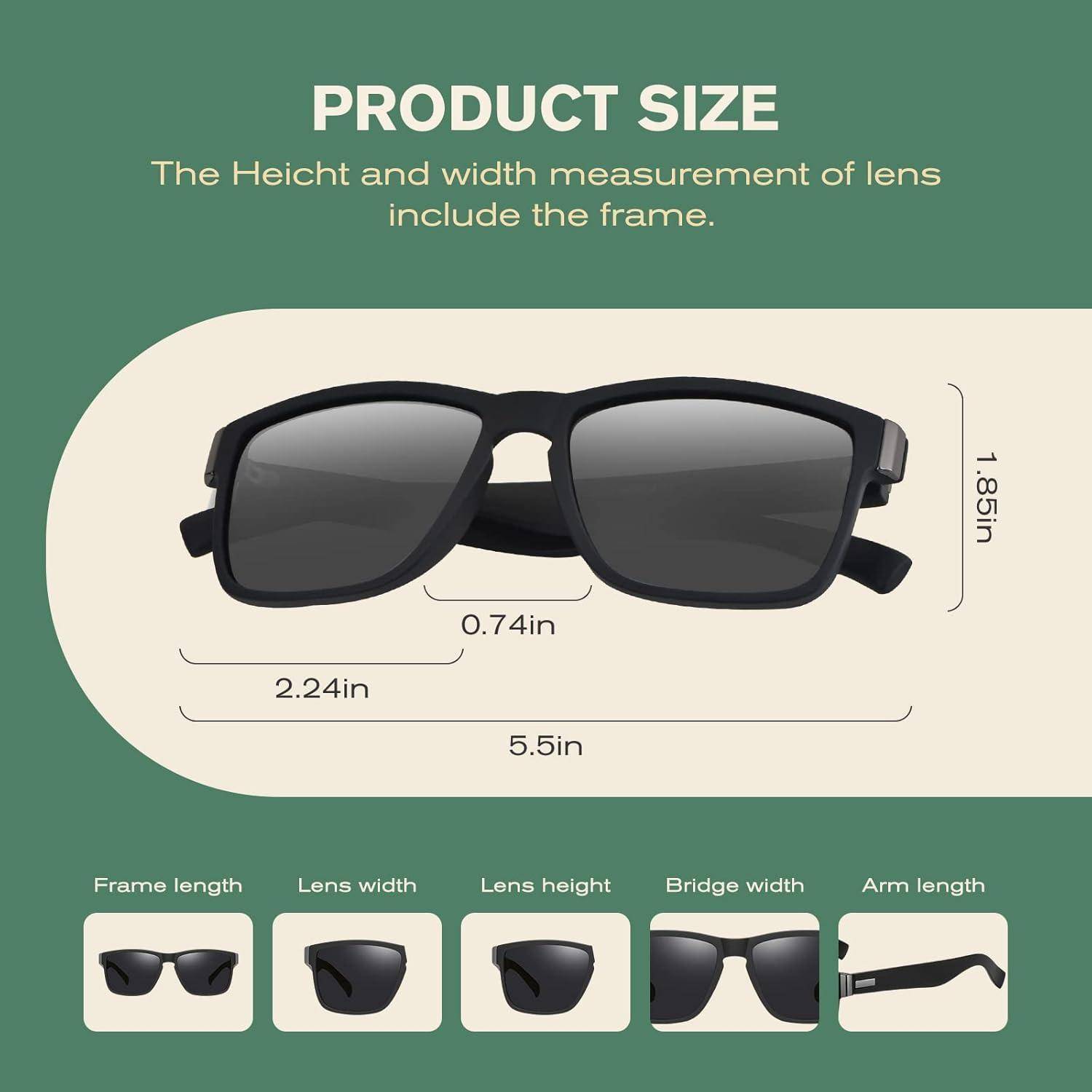 Sonnenbrille Herren Polarisiert UV400 Angeln Klassisch Schwarz