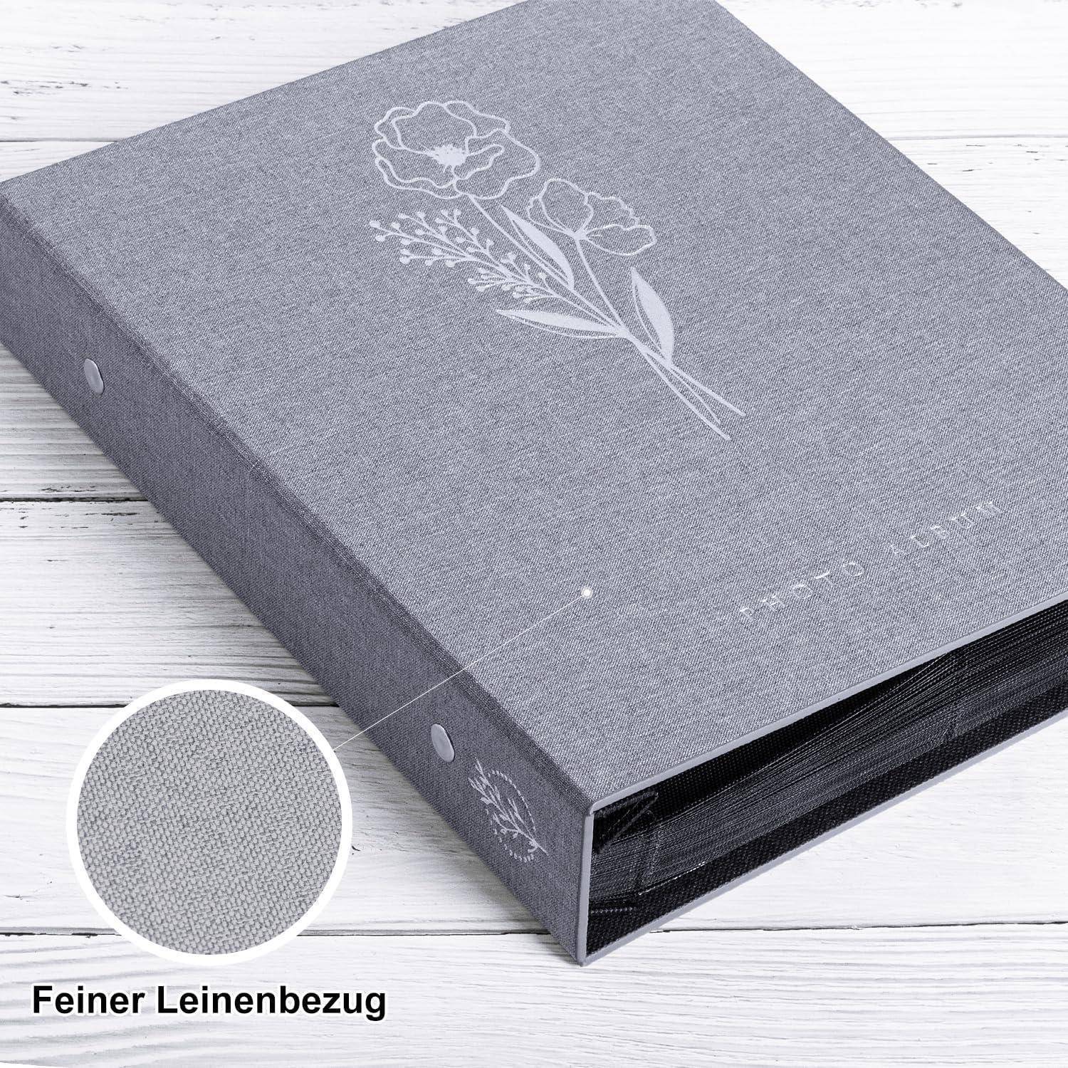 Fotoalbum Einsteckalbum Leinen Hochformat Fotos 11x15 400 Taschen Grau