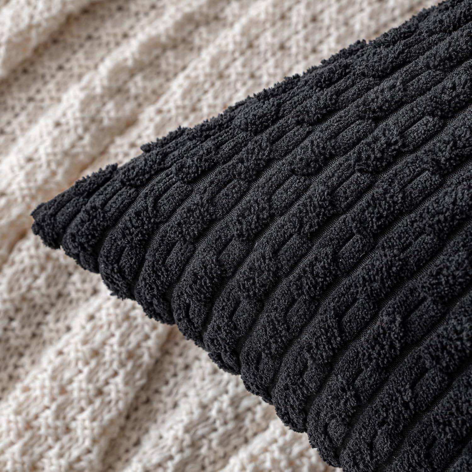 Kissenbezug Kordsamt Dekokissen Couchkissen 45 x 45 cm 2 Stück Schwarz