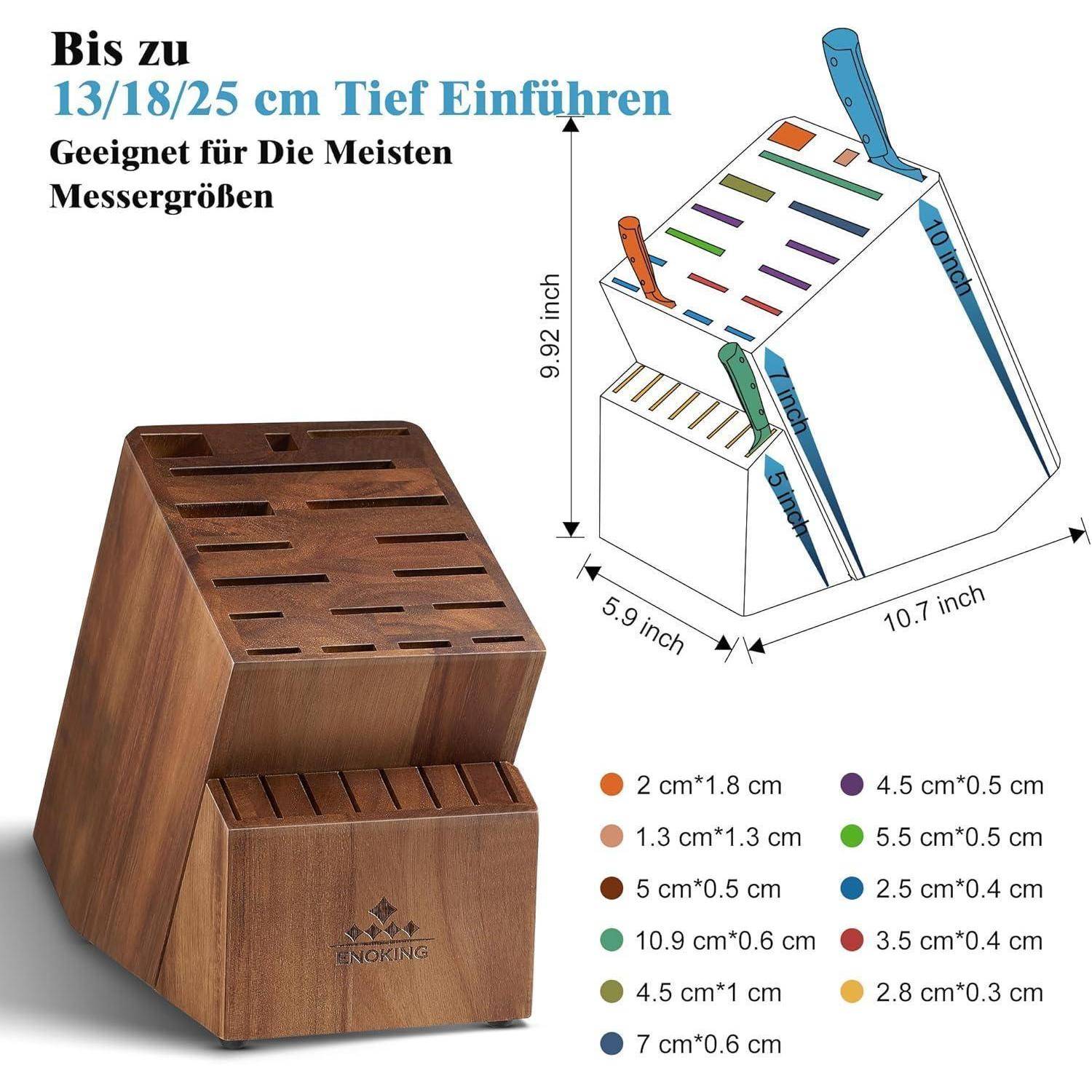 Messerblock aus Akazienholz für 25 Messer, rutschfeste