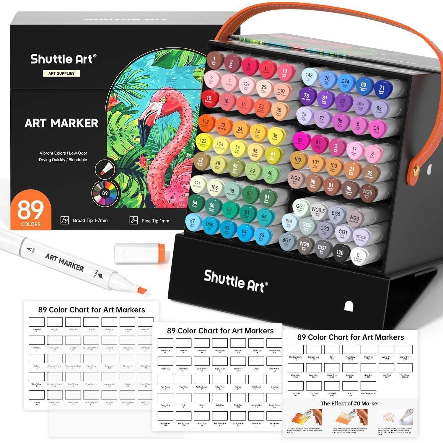 88 Bunte Alkohol Marker Set mit Blender, doppelseitig