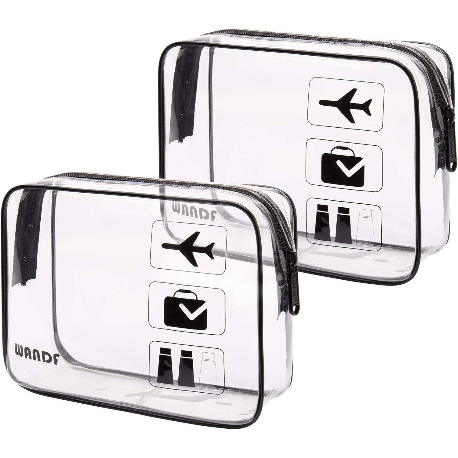Kulturbeutel Transparent Handgepäck-Reisezubehör 2er Pack Schwarz