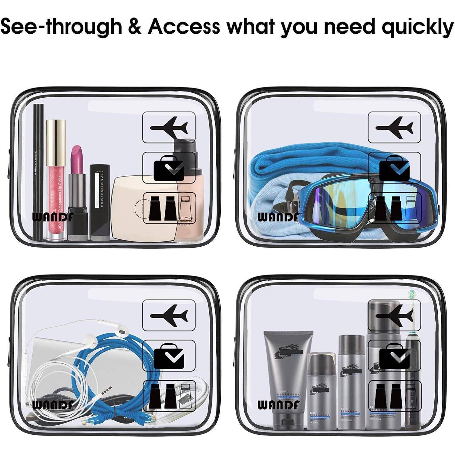Kulturbeutel Transparent Handgepäck-Reisezubehör 2er Pack Schwarz