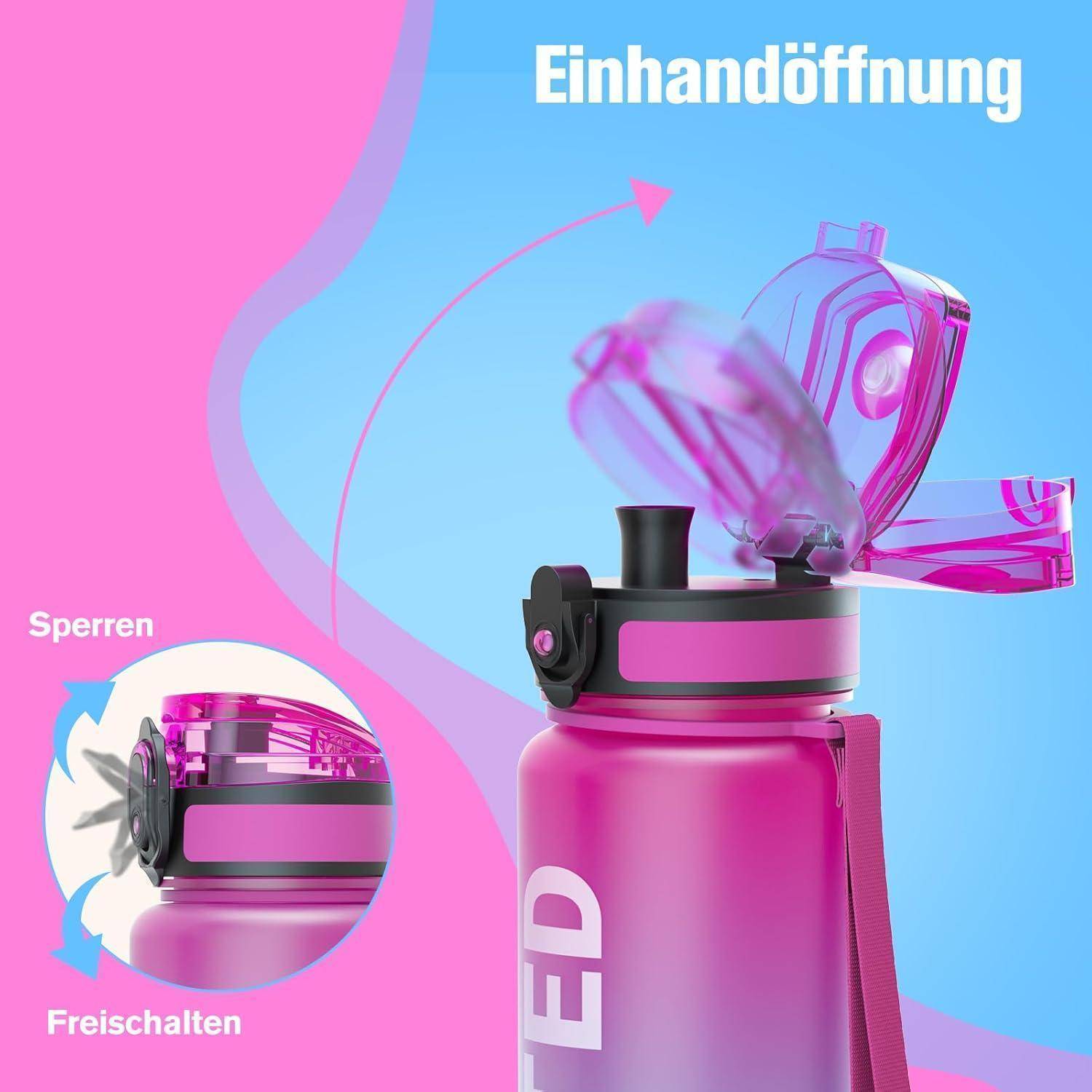 Trinkflasche Sport BPA-frei Tritan 1L Auslaufsicher für Fahrrad