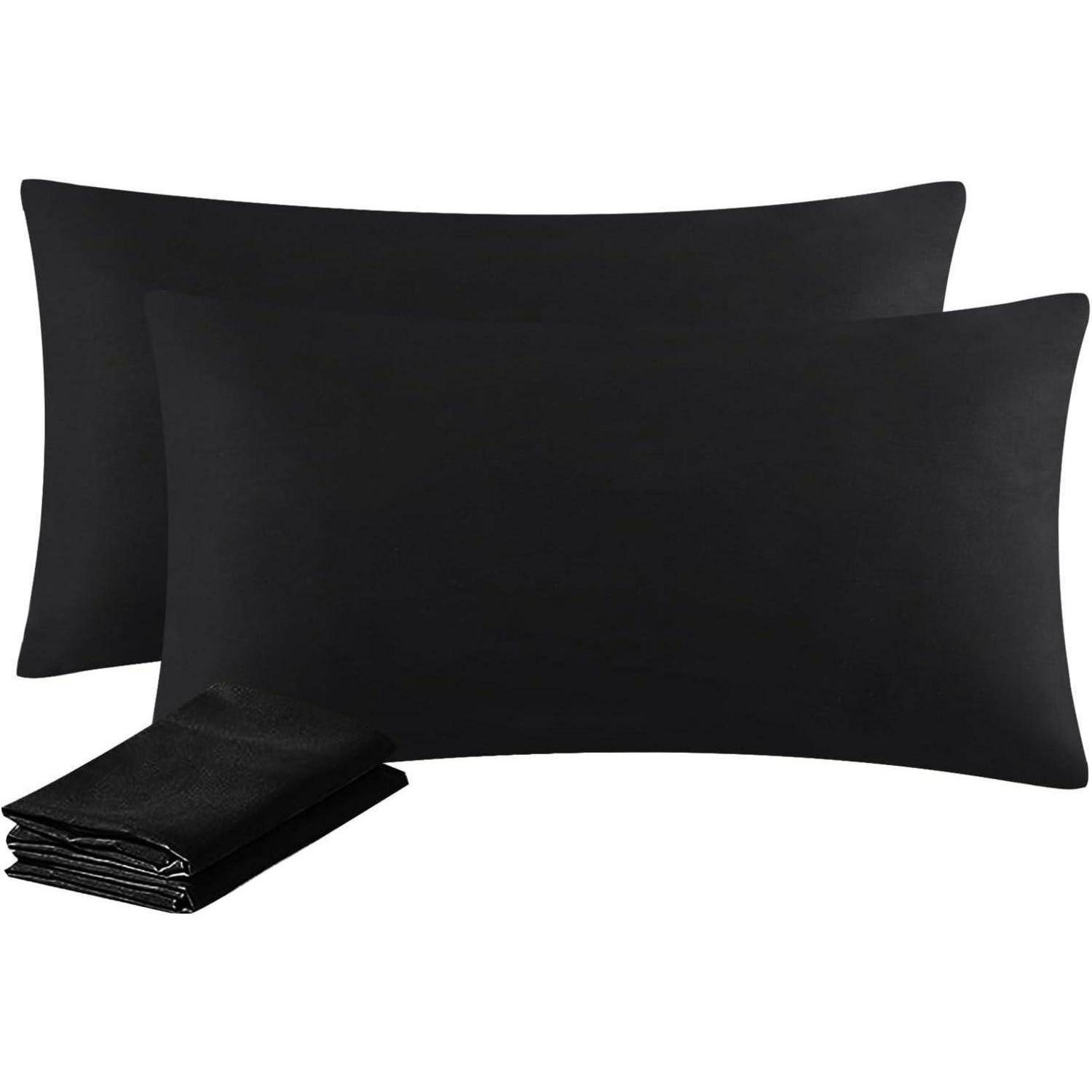 Kissenbezug 40x80 Schwarz 2er Set Mikrofaser Reißverschluss