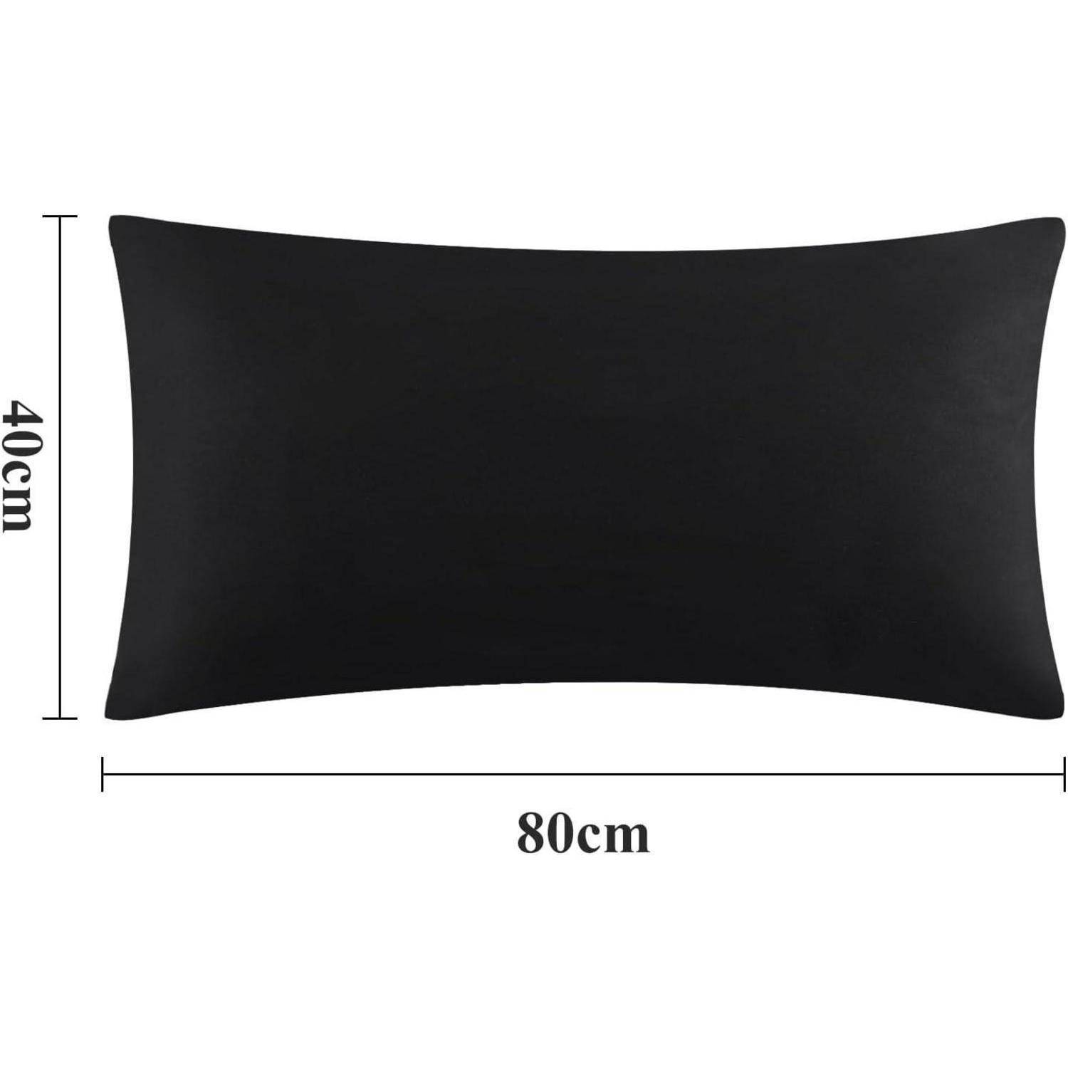 Kissenbezug 40x80 Schwarz 2er Set Mikrofaser Reißverschluss