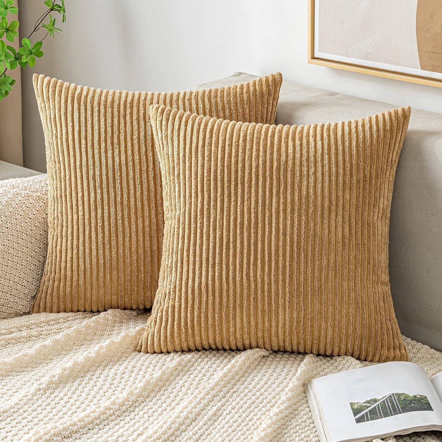 Kissenbezüge Kordsamt Taupe 40x40 cm 2er Set Sofa Dekokissen