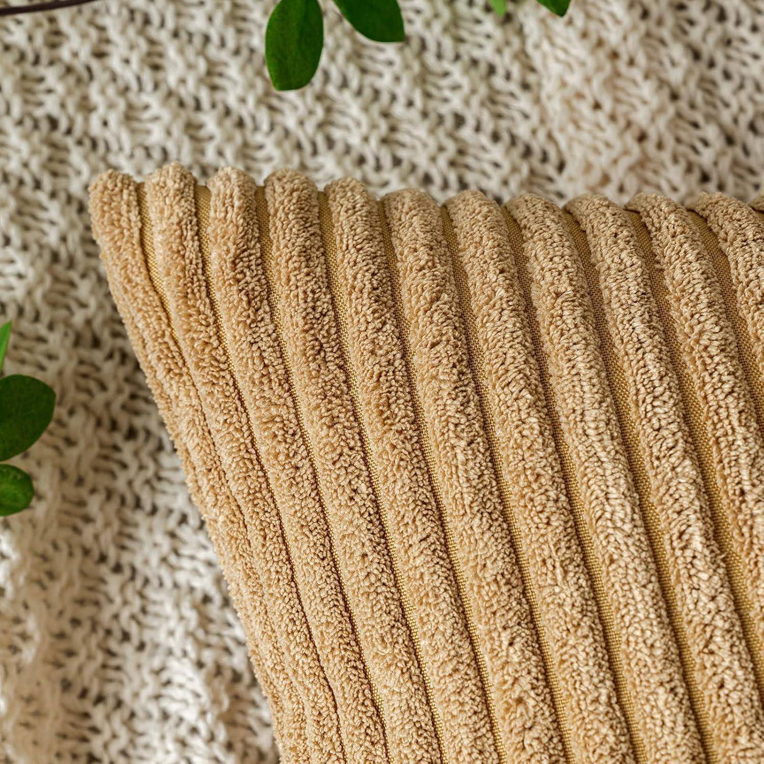 Kordsamt Kissenbezug 30x50 cm Taupe 2er Set weich Dekorative
