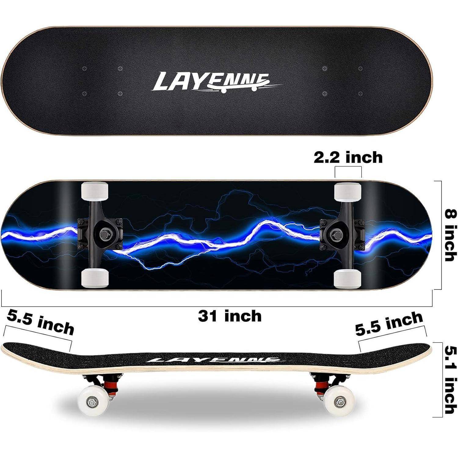 Skateboard Blitz 31x8 Zoll 8-lagiges Ahornbrett symmetrisch geneigt
