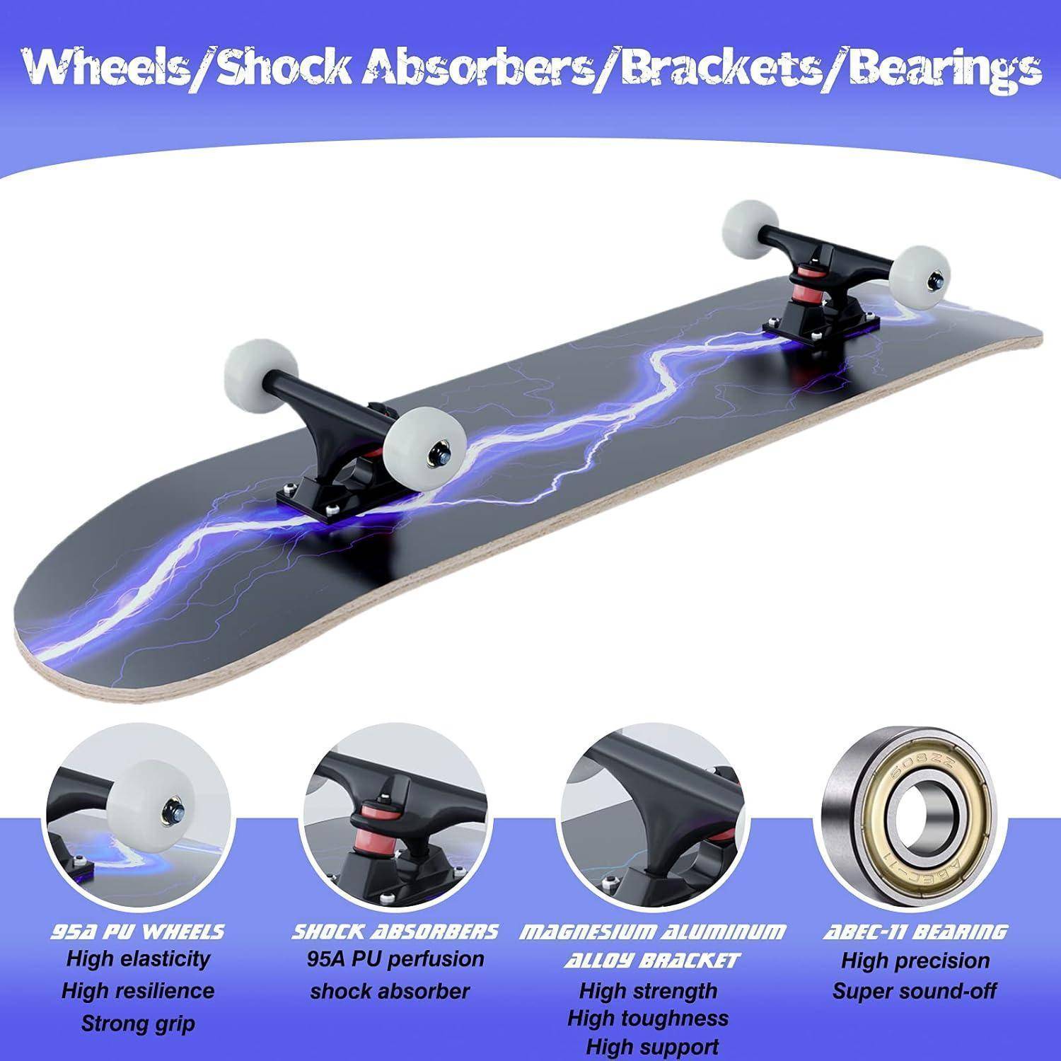 Skateboard Blitz 31x8 Zoll 8-lagiges Ahornbrett symmetrisch geneigt