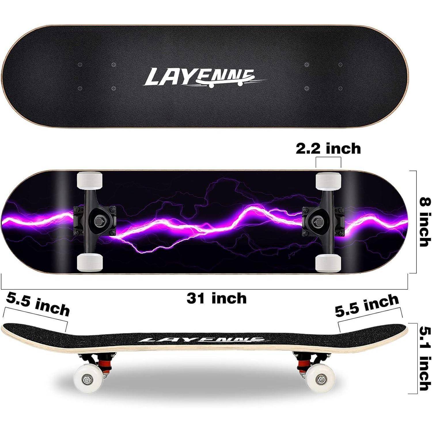 Skateboard Blitz 31 x 8 Zoll 8-lagiges Ahornbrett für Jungen Mädchen