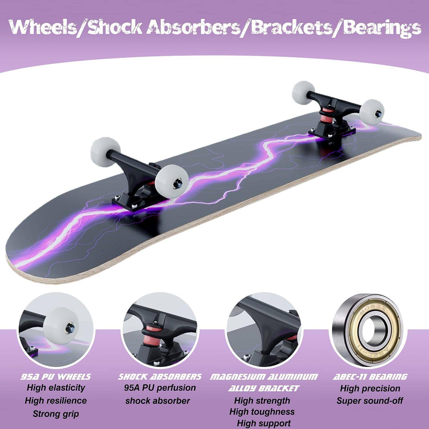 Skateboard Blitz 31 x 8 Zoll 8-lagiges Ahornbrett für Jungen Mädchen