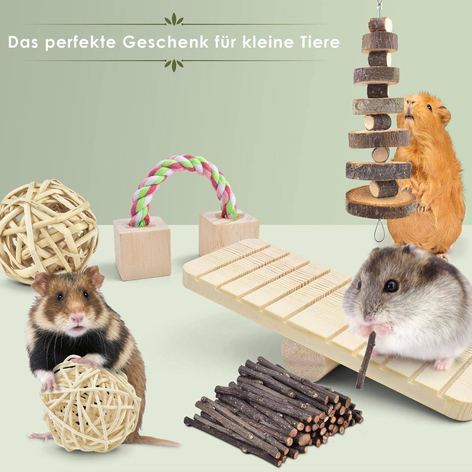 Hamster Spielzeug Holz Kauspielzeug Natur für Kleintiere 12