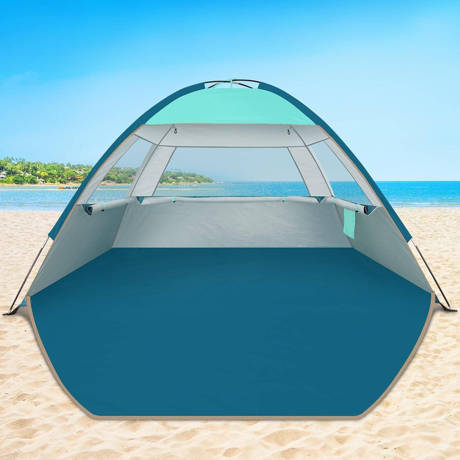Strandmuschel für 4-6 Personen Dunkler Schutz UPF 50+ Blau