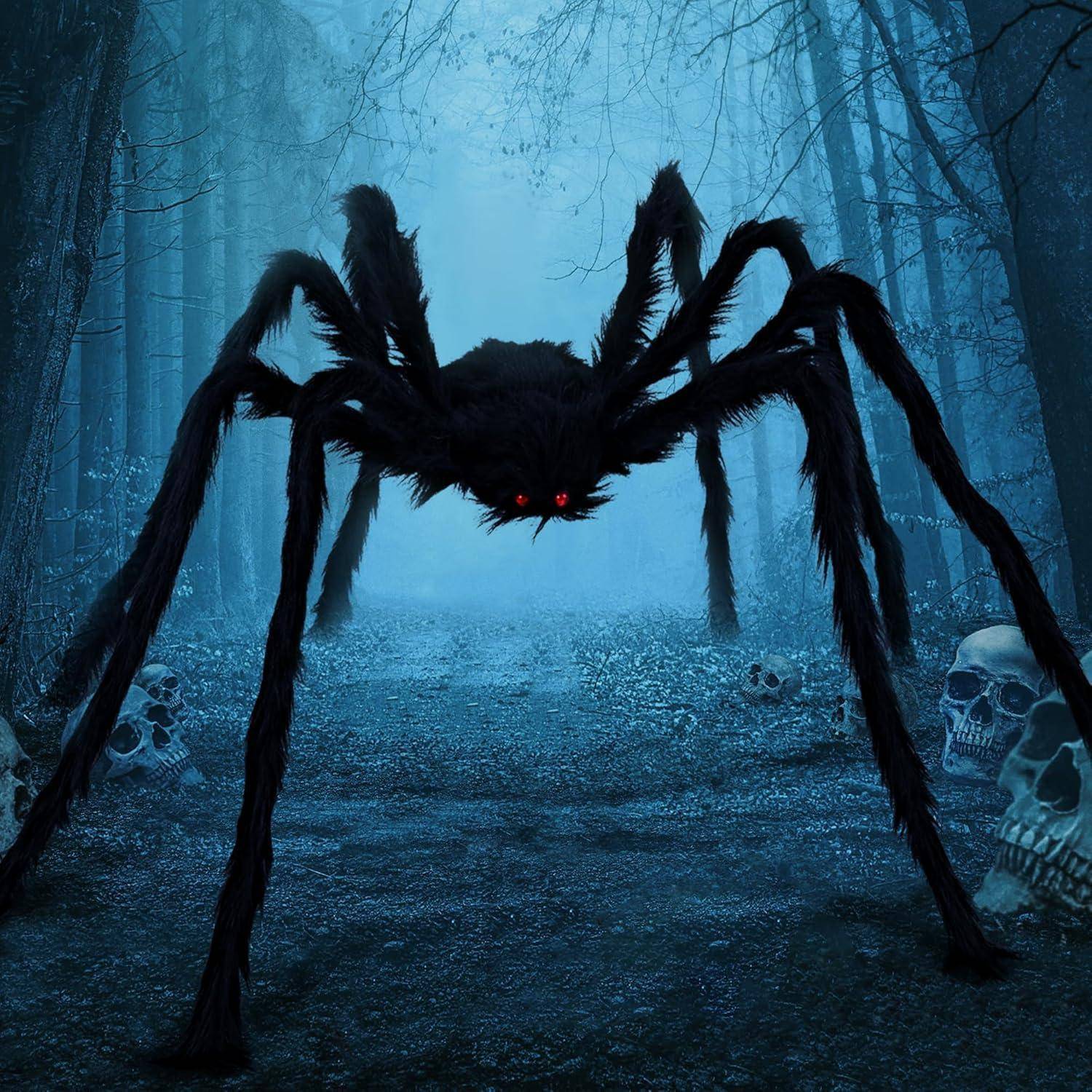 Große Spinne mit roten Augen 2m für Halloween Dekorationen innen
