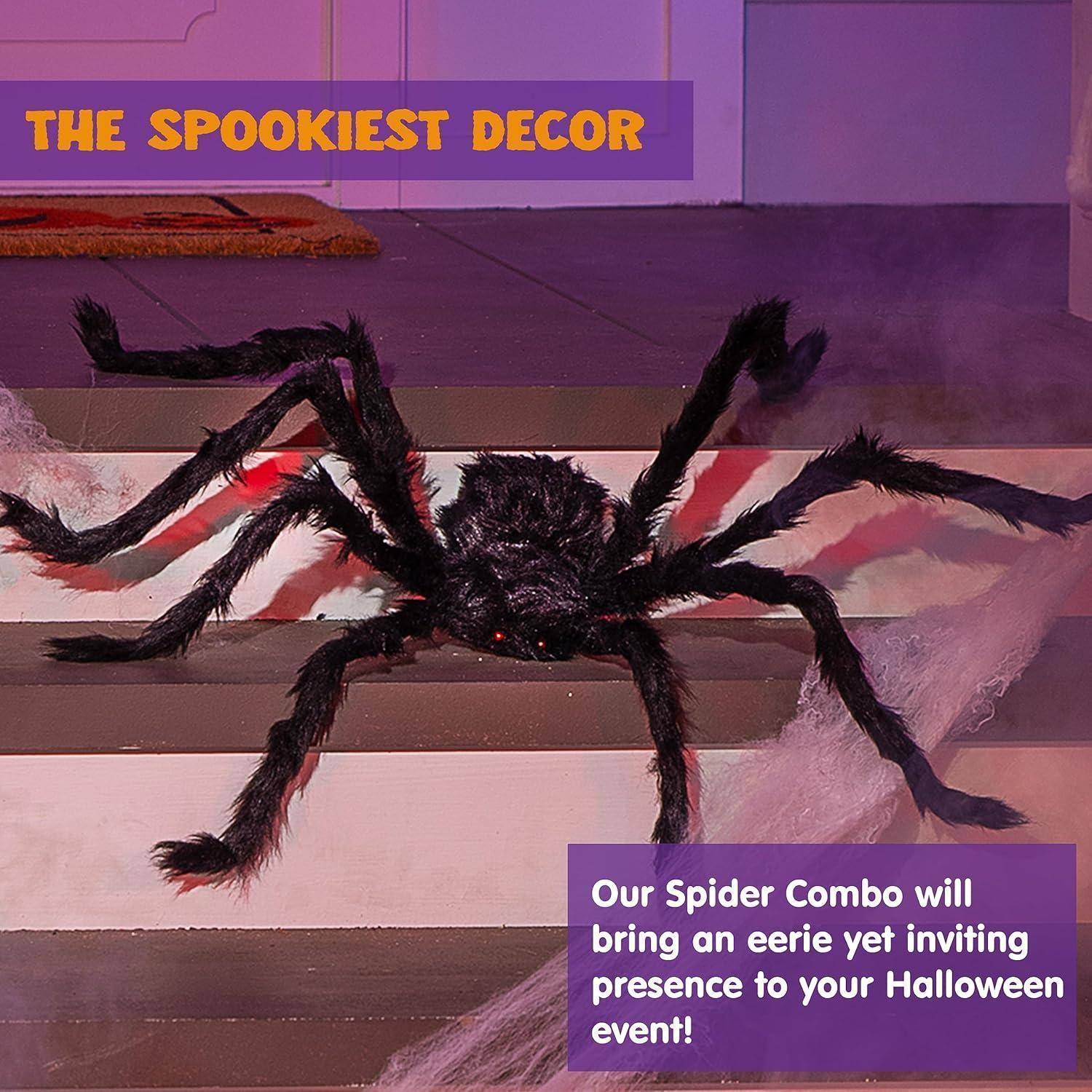 Große Spinne mit roten Augen 2m für Halloween Dekorationen innen
