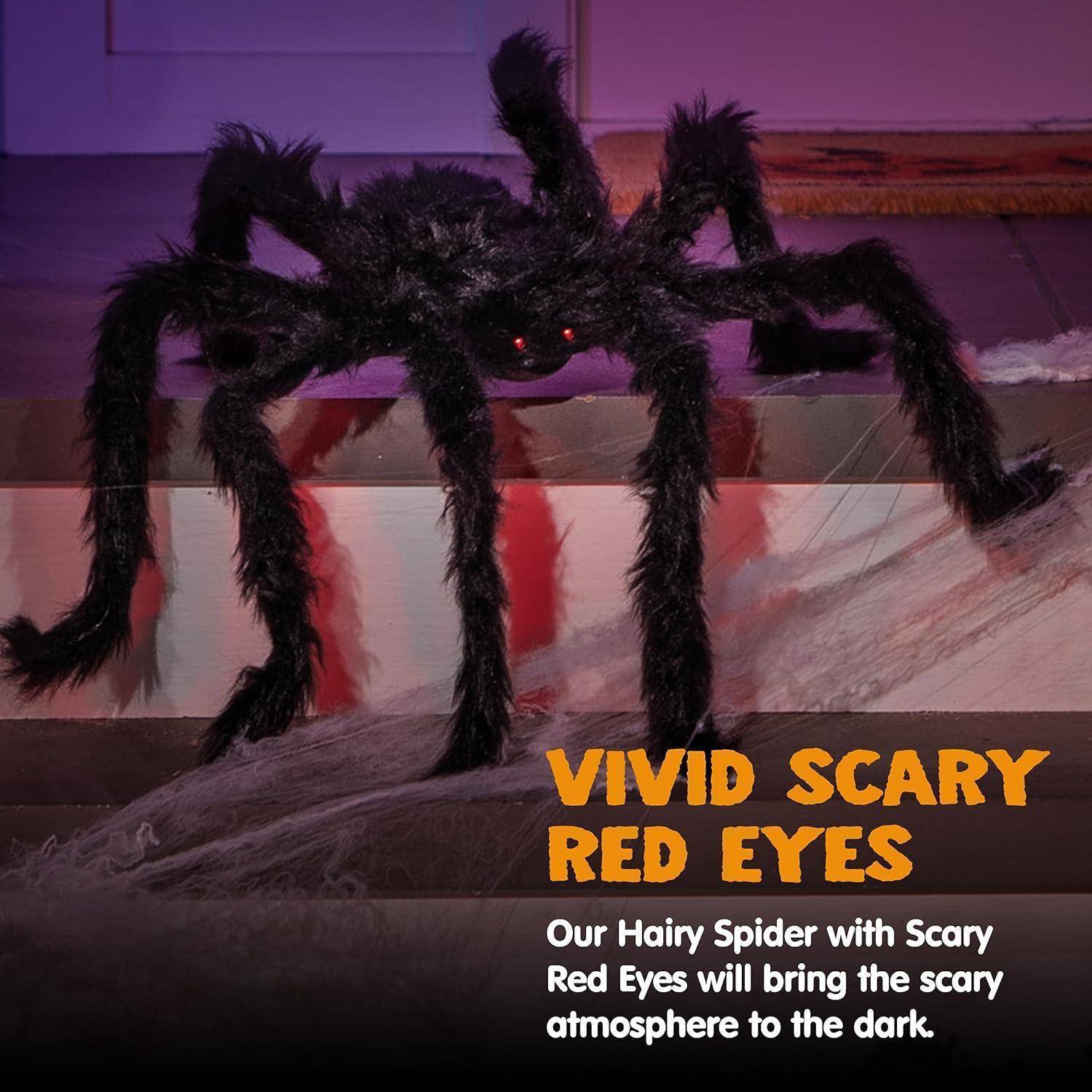 Große Spinne mit roten Augen 2m für Halloween Dekorationen innen