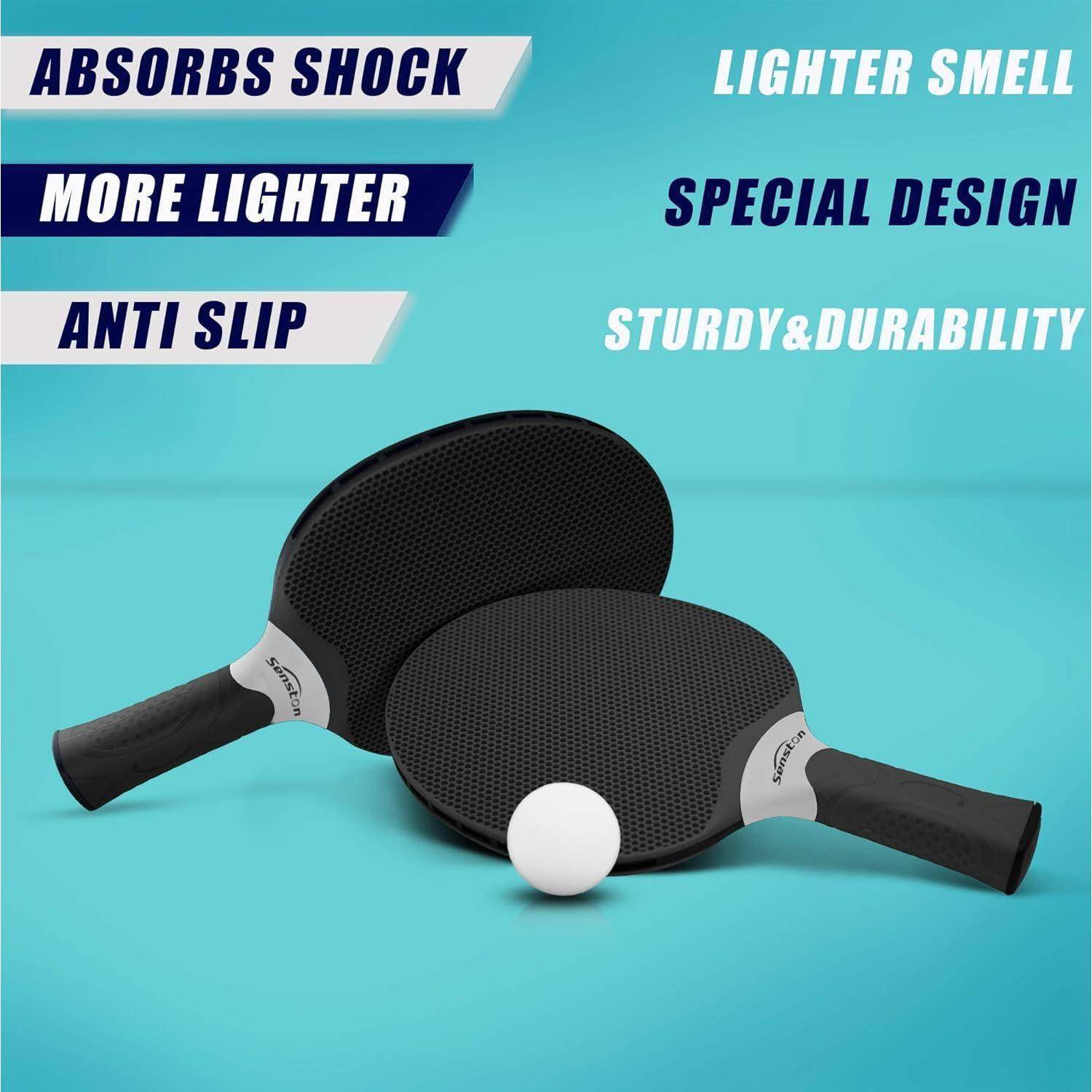 Tischtennisschläger Set Verbundgummi 2 4 Spieler Outdoor Schwarz-net