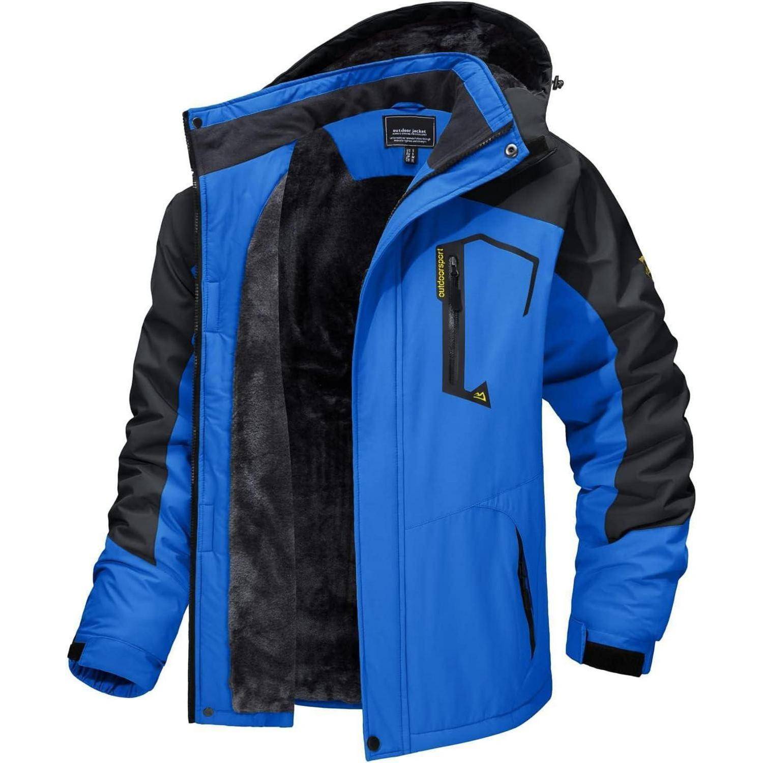 Herren Winter Skijacke Fleece Gefüttert Outdoor Wasserdicht Blau XL