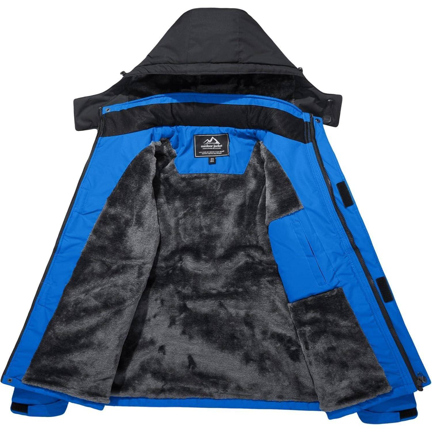 Herren Winter Skijacke Fleece Gefüttert Outdoor Wasserdicht Blau XL